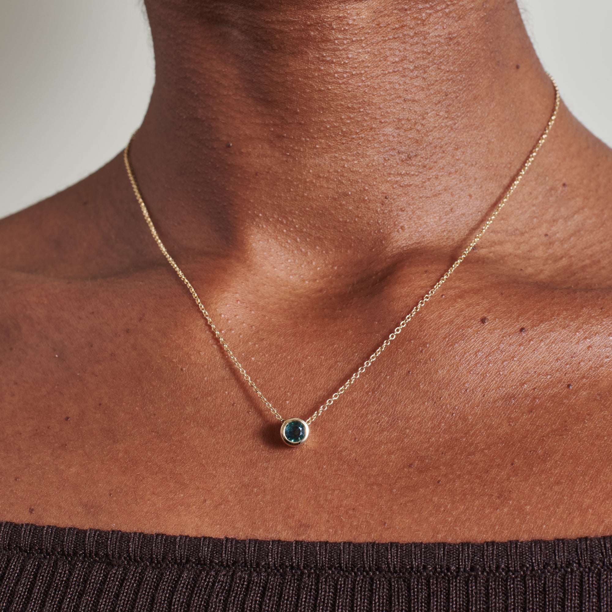 The Perseus Necklace- 0.69ct Green by East London jeweller Rachel Boston | Discover our collections of unique and timeless engagement rings, wedding rings, and modern fine jewellery.