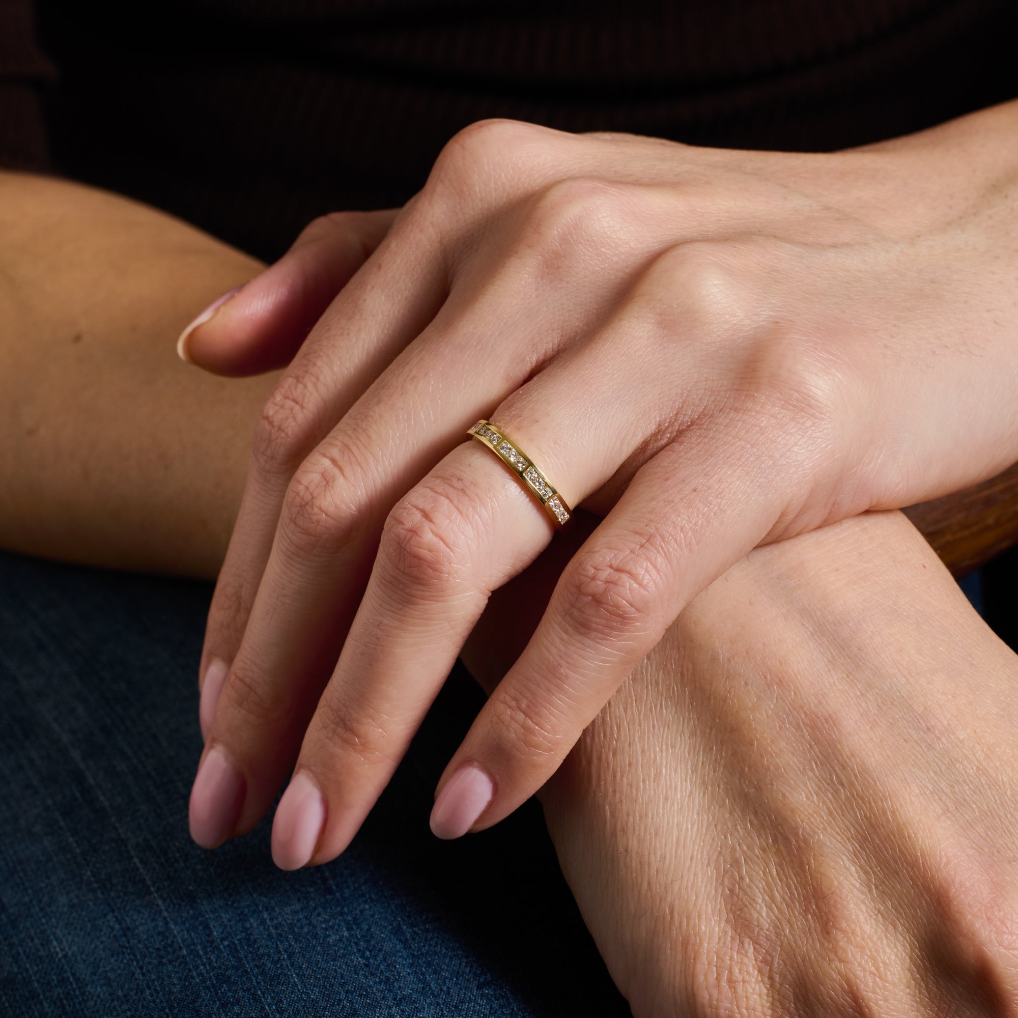 The Princess and Round Channel Set Wedding Band by East London jeweller Rachel Boston | Discover our collections of unique and timeless engagement rings, wedding rings, and modern fine jewellery.