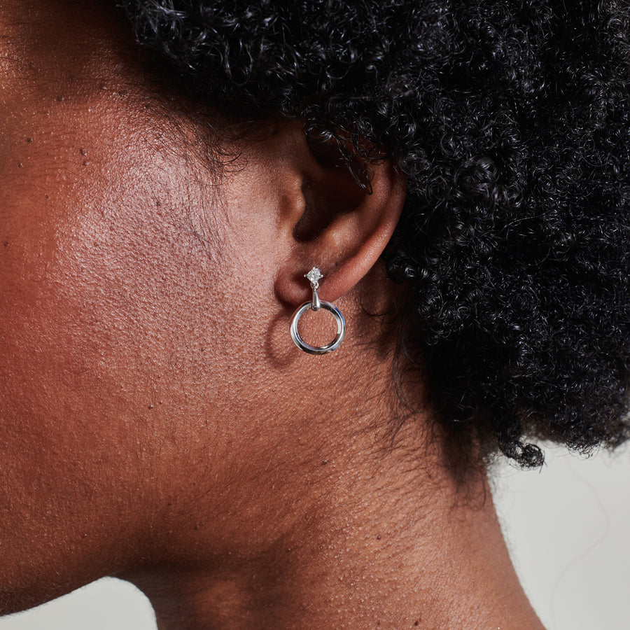 The Knife Edge Circulum Earrings by East London jeweller Rachel Boston | Discover our collections of unique and timeless engagement rings, wedding rings, and modern fine jewellery. - Rachel Boston Jewellery