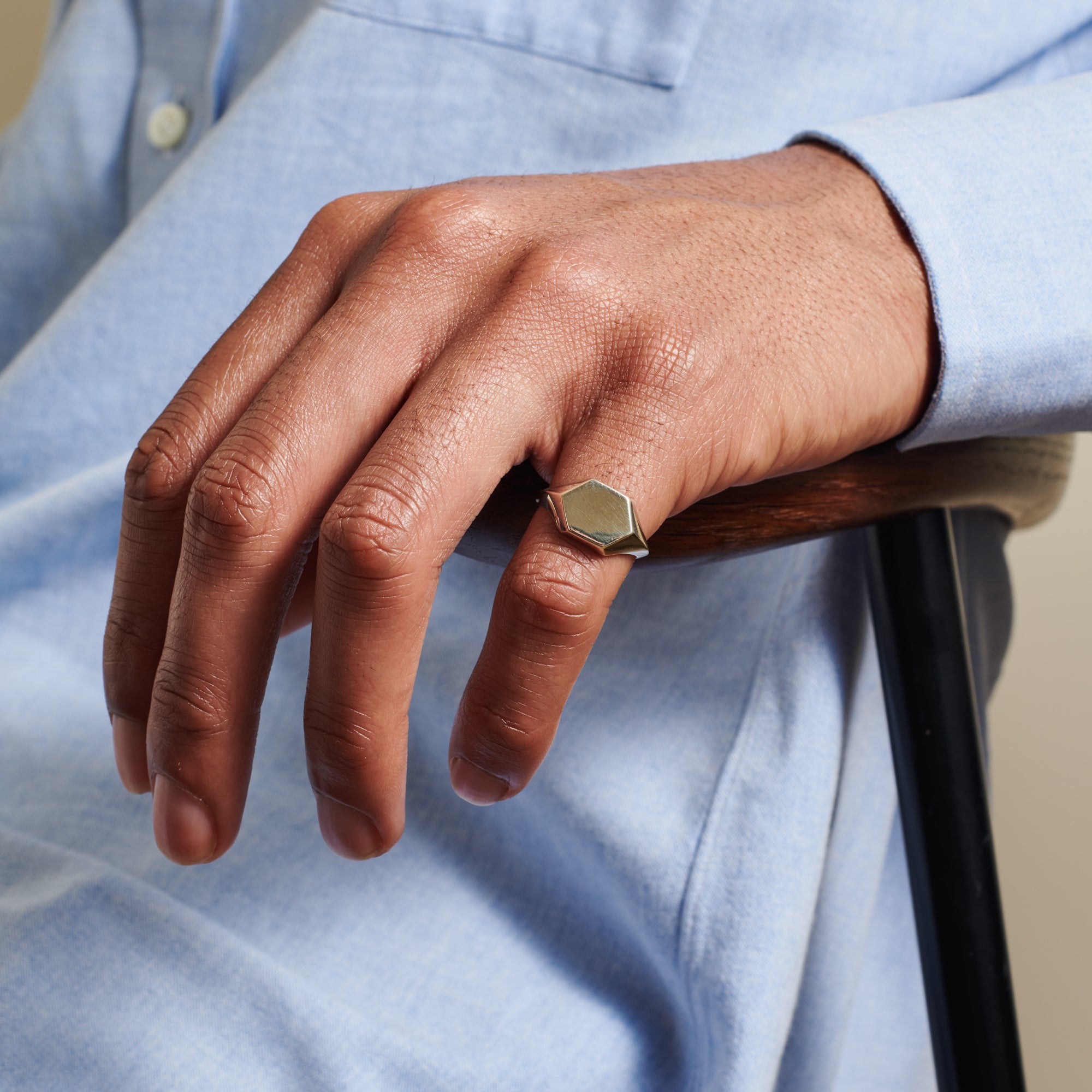 The Hexagonum Signet Ring by East London jeweller Rachel Boston | Discover our collections of unique and timeless engagement rings, wedding rings, and modern fine jewellery.