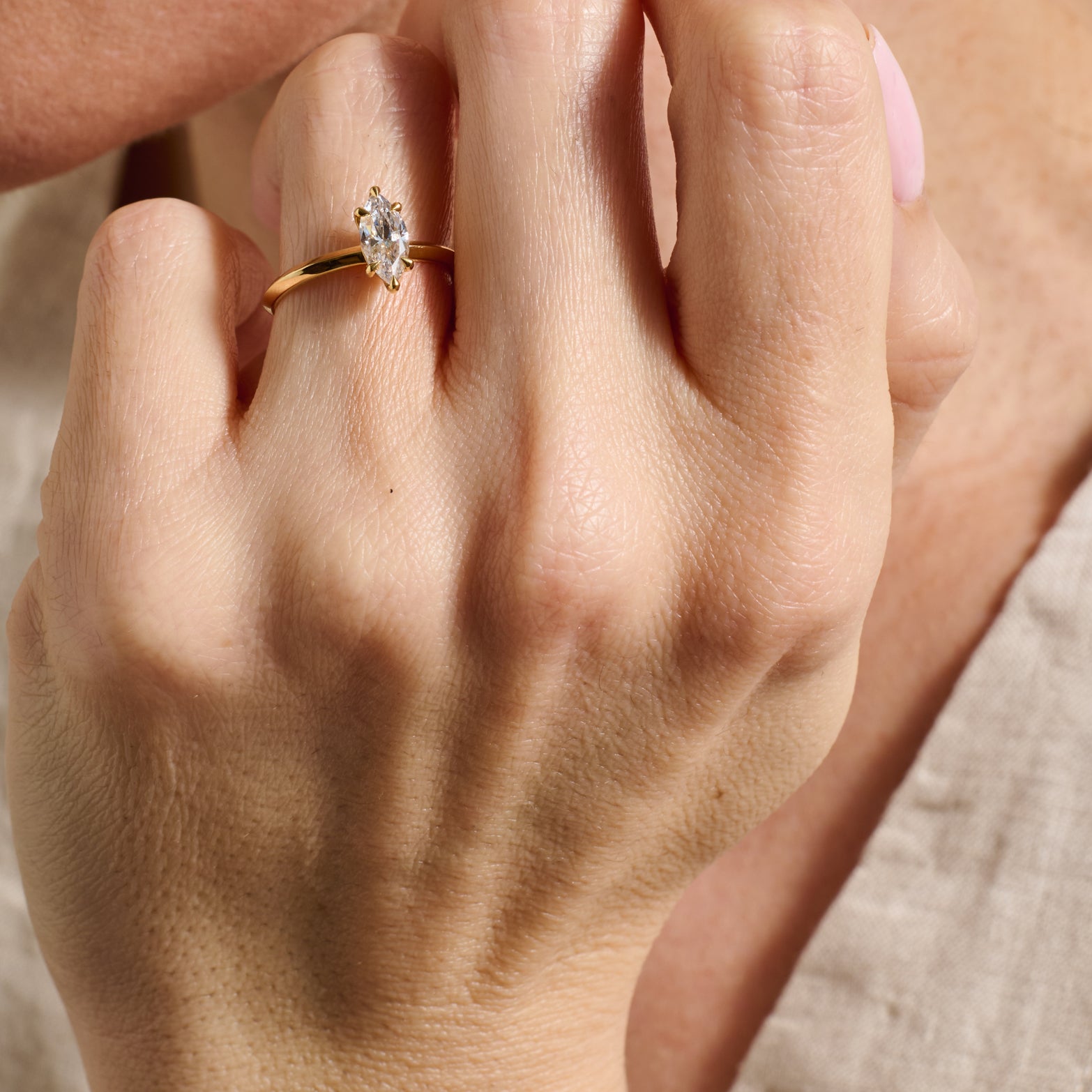 The Grace Ring - Marquise Cut by East London jeweller Rachel Boston | Discover our collections of unique and timeless engagement rings, wedding rings, and modern fine jewellery.
