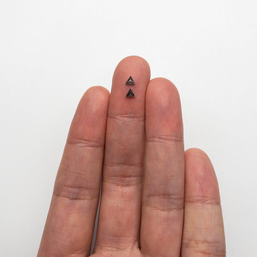 The 0.30cttw 2pc 3.58x3.53x1.80mm 3.51x3.50x1.89mm Triangle Rosecut Matching Pair 24485-01 by East London jeweller Rachel Boston | Discover our collections of unique and timeless engagement rings, wedding rings, and modern fine jewellery. - Rachel Boston Jewellery