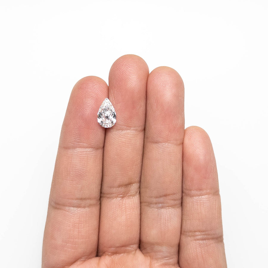 The 1.51ct 10.68x6.68x3.24mm GIA SI2 G Modern Antique Pear Brilliant 25086-01 by East London jeweller Rachel Boston | Discover our collections of unique and timeless engagement rings, wedding rings, and modern fine jewellery. - Rachel Boston Jewellery