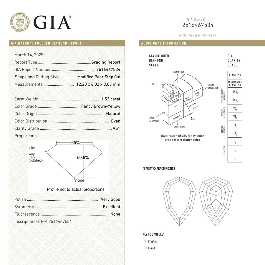 The 1.52ct 12.20x6.02x3.05mm GIA VS1 Fancy Brown Geo Pear Step Cut 🇿🇦 26601-01 by East London jeweller Rachel Boston | Discover our collections of unique and timeless engagement rings, wedding rings, and modern fine jewellery. - Rachel Boston Jewellery