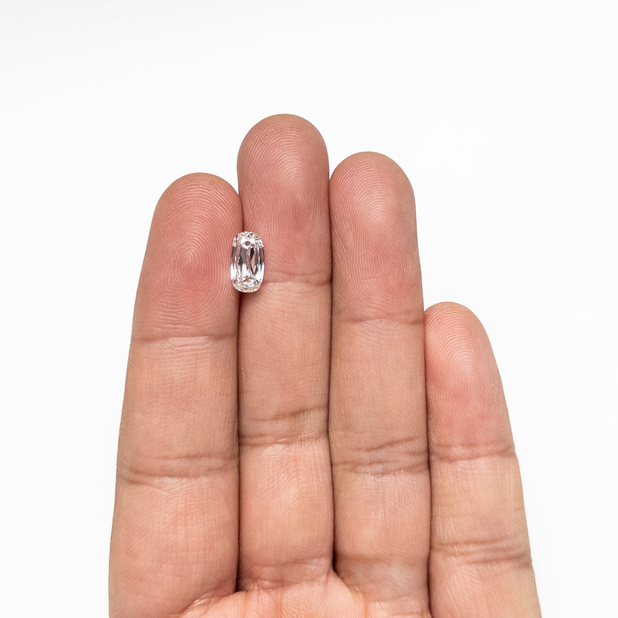 The 1.71ct 9.47x5.32x3.57mm GIA SI1 J Cushion Brilliant 25165-01 by East London jeweller Rachel Boston | Discover our collections of unique and timeless engagement rings, wedding rings, and modern fine jewellery. - Rachel Boston Jewellery