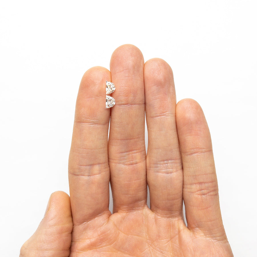 The 0.81cttw 2pc 6.12x4.22x2.18mm 6.16x4.26x2.15mm VVS H-I Half Moon Brilliant Matching Pair 25521-01 by East London jeweller Rachel Boston | Discover our collections of unique and timeless engagement rings, wedding rings, and modern fine jewellery. - Rachel Boston Jewellery