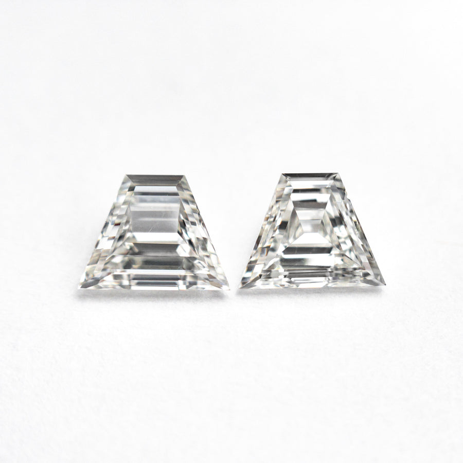 The 0.81cttw 2pc 5.74x4.38x2.09mm 5.65x4.33x2.28mm VS2/SI1 F-G Trapezoid Step Cut Matching Pair 25522-01 by East London jeweller Rachel Boston | Discover our collections of unique and timeless engagement rings, wedding rings, and modern fine jewellery. - Rachel Boston Jewellery