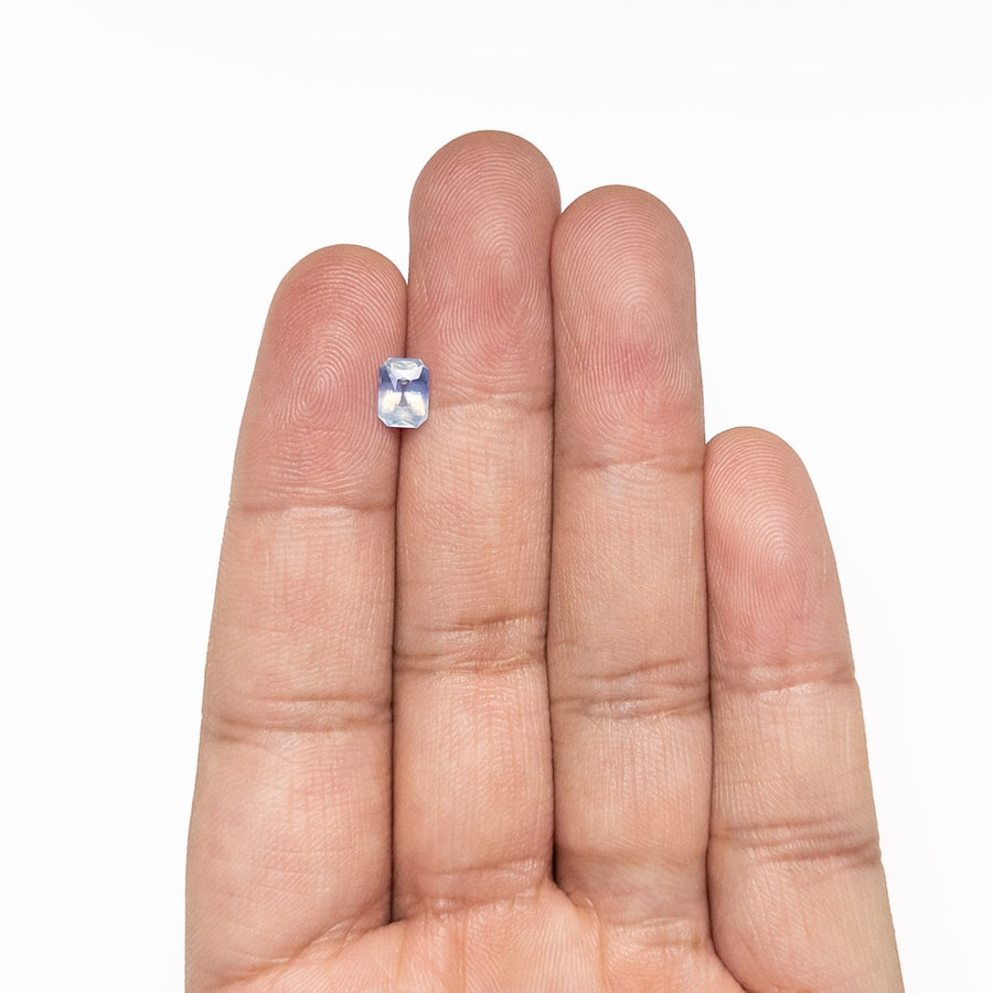 The 1.16ct 6.71x4.89x3.75mm Cut Corner Rectangle Brilliant Sapphire 25859-01 by East London jeweller Rachel Boston | Discover our collections of unique and timeless engagement rings, wedding rings, and modern fine jewellery. - Rachel Boston Jewellery