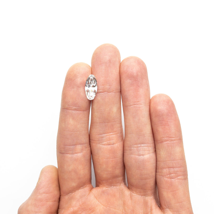 The 2.56ct 14.14x6.69x4.10mm GIA VS2 D Moval Brilliant 26663-01 by East London jeweller Rachel Boston | Discover our collections of unique and timeless engagement rings, wedding rings, and modern fine jewellery. - Rachel Boston Jewellery