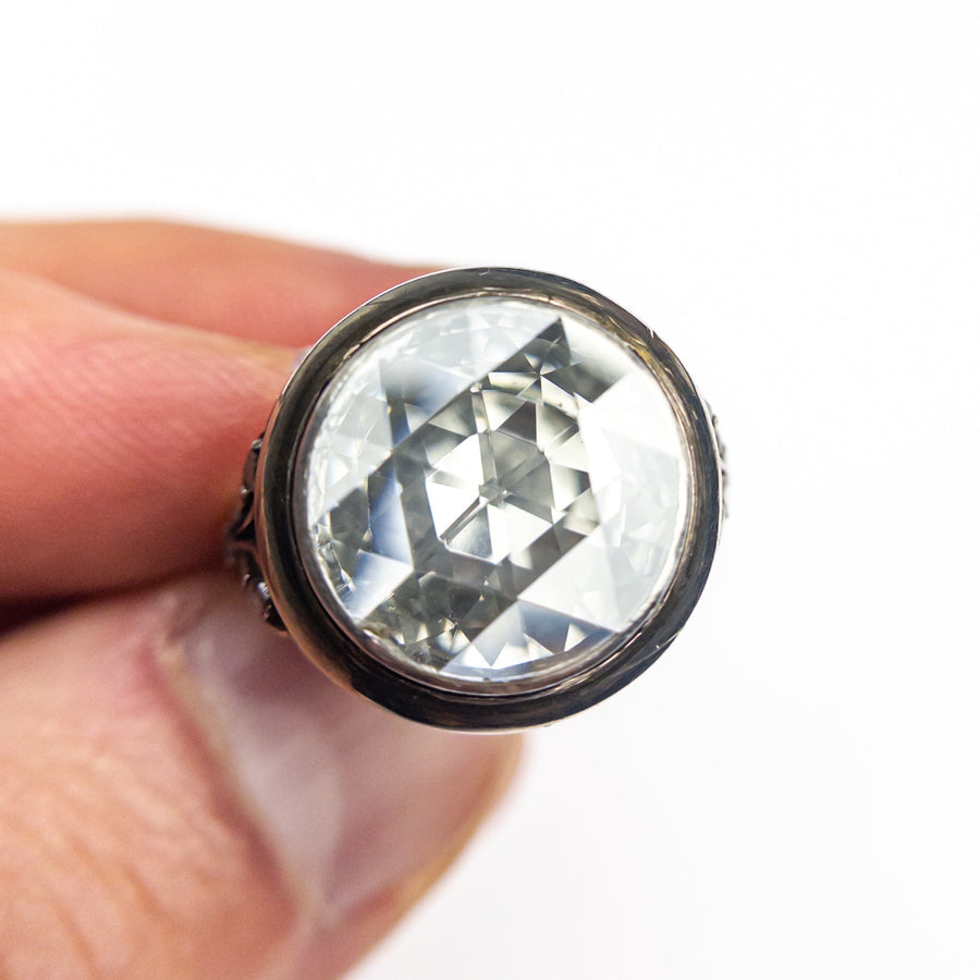 The 4.00ct Antique Round Rosecut 14K Yellow Gold and Silver Ring 27131-01 by East London jeweller Rachel Boston | Discover our collections of unique and timeless engagement rings, wedding rings, and modern fine jewellery. - Rachel Boston Jewellery