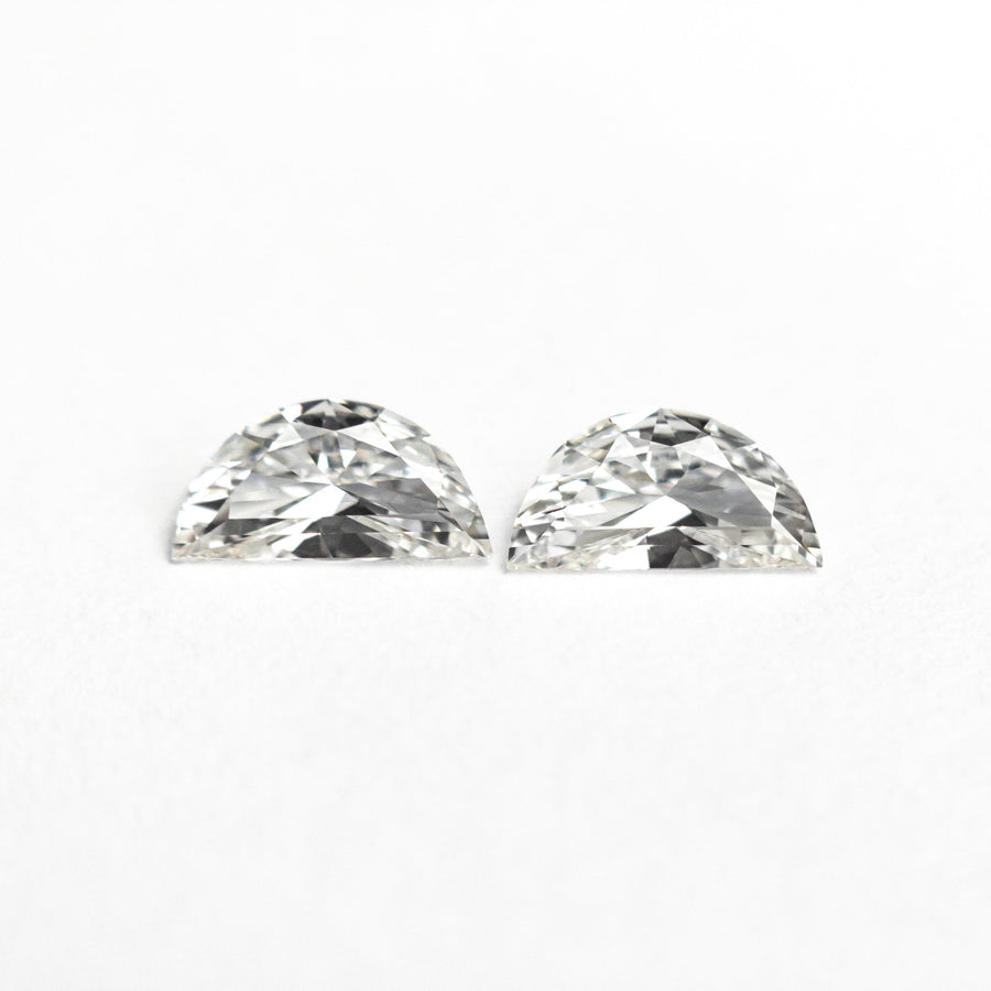 The 0.38cttw 2pc 5.83x2.99x1.61mm 5.81x3.00x1.57mm F VVS Half Moon Brilliant Matching Pair 26311-01 by East London jeweller Rachel Boston | Discover our collections of unique and timeless engagement rings, wedding rings, and modern fine jewellery. - Rachel Boston Jewellery