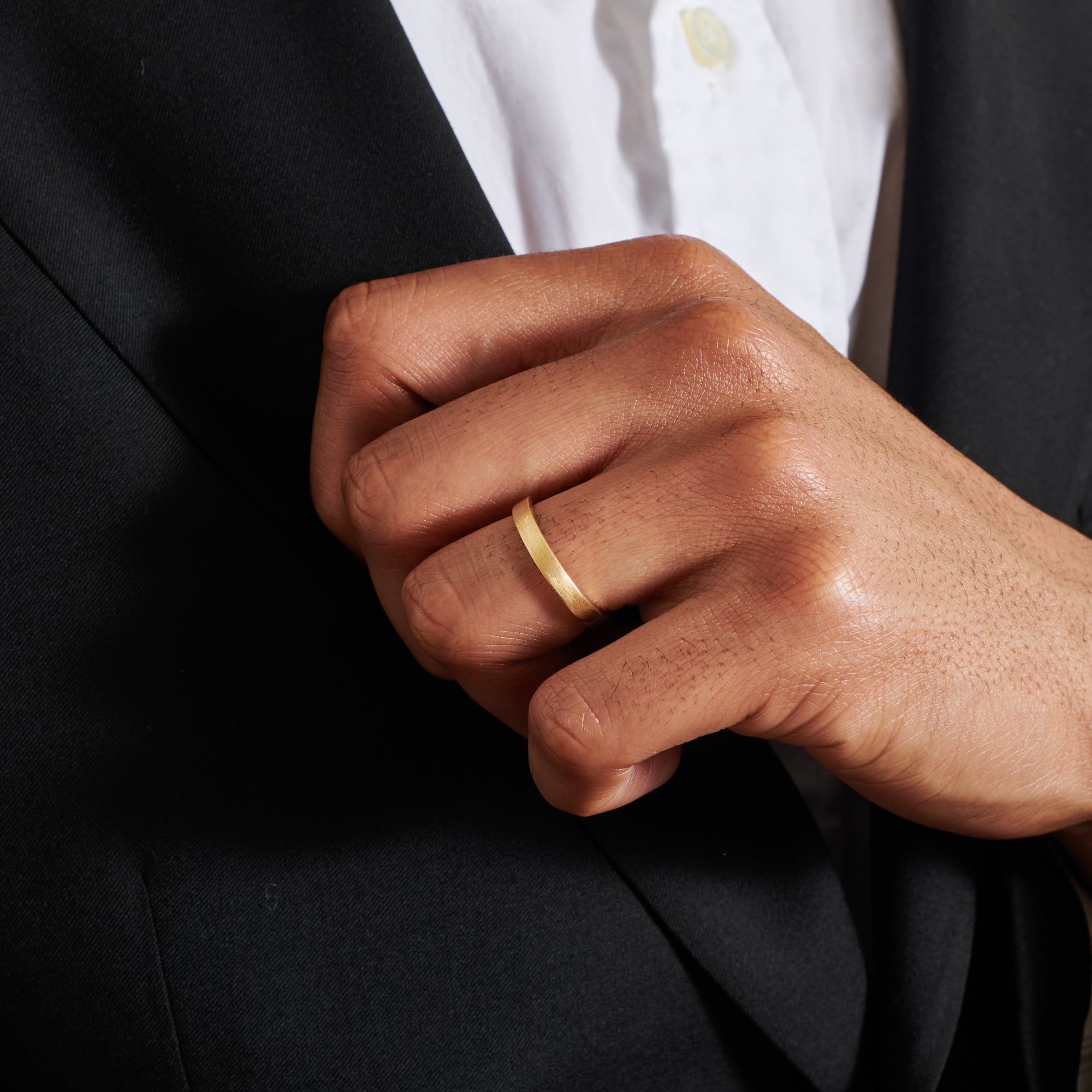 The Matte Finish Flat Wedding Band - 3mm by East London jeweller Rachel Boston | Discover our collections of unique and timeless engagement rings, wedding rings, and modern fine jewellery.