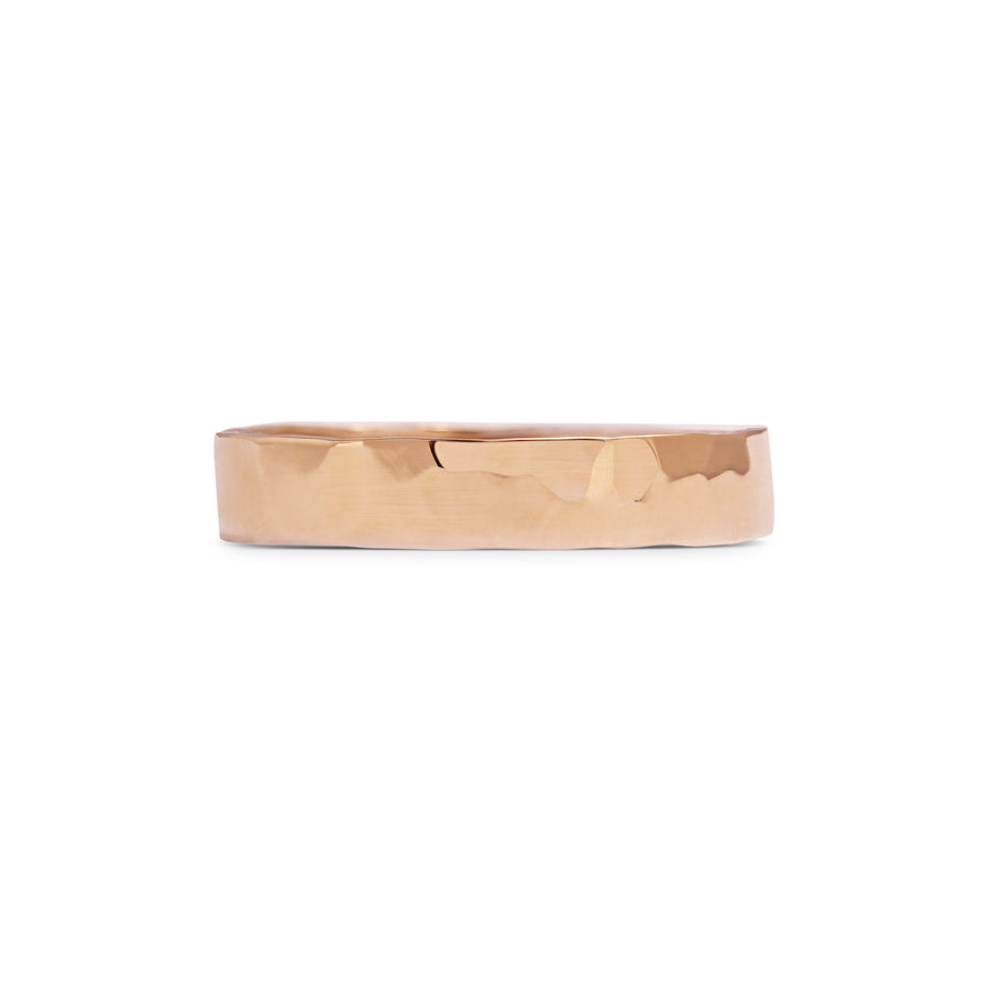 The Polished Hammered Flat Wedding Band - 4.5mm by East London jeweller Rachel Boston | Discover our collections of unique and timeless engagement rings, wedding rings, and modern fine jewellery. - Rachel Boston Jewellery