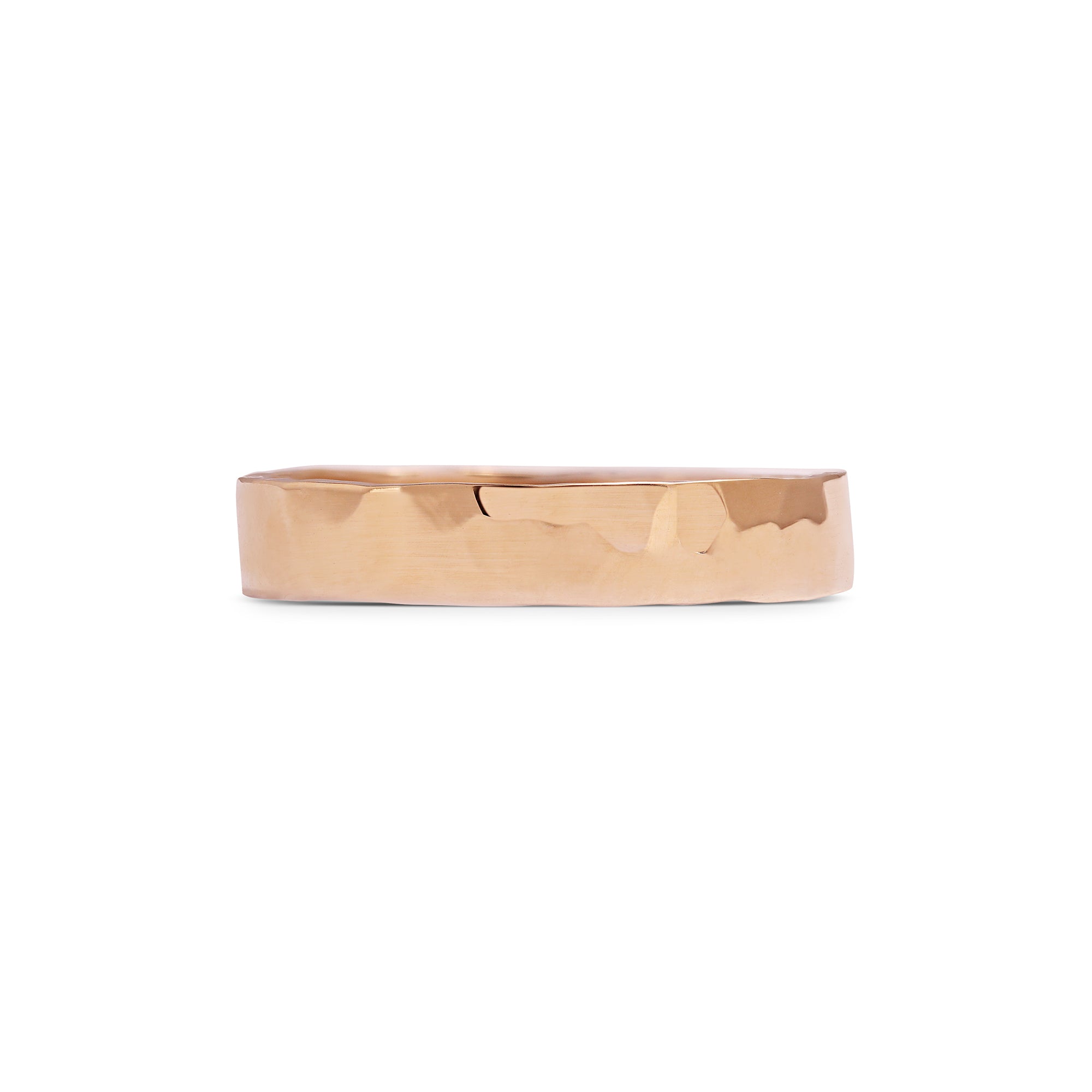 The Polished Hammered Flat Wedding Band - 4.5mm by East London jeweller Rachel Boston | Discover our collections of unique and timeless engagement rings, wedding rings, and modern fine jewellery.