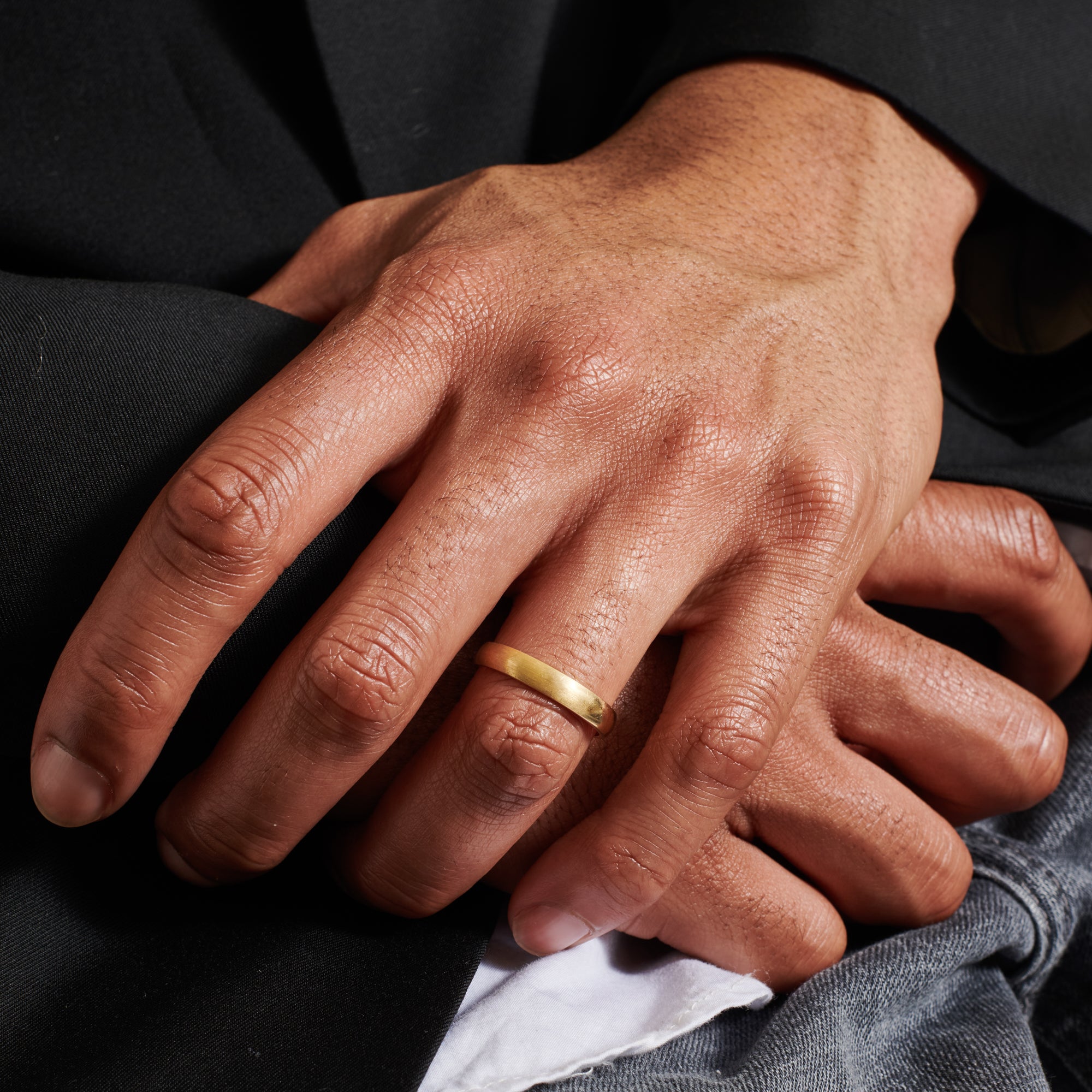 The Matte Finish D Shape Wedding Band - 4mm by East London jeweller Rachel Boston | Discover our collections of unique and timeless engagement rings, wedding rings, and modern fine jewellery.