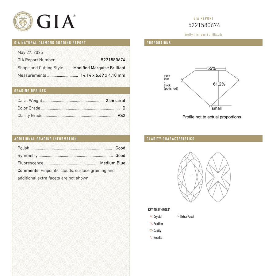 The 2.56ct 14.14x6.69x4.10mm GIA VS2 D Moval Brilliant 26663-01 by East London jeweller Rachel Boston | Discover our collections of unique and timeless engagement rings, wedding rings, and modern fine jewellery. - Rachel Boston Jewellery