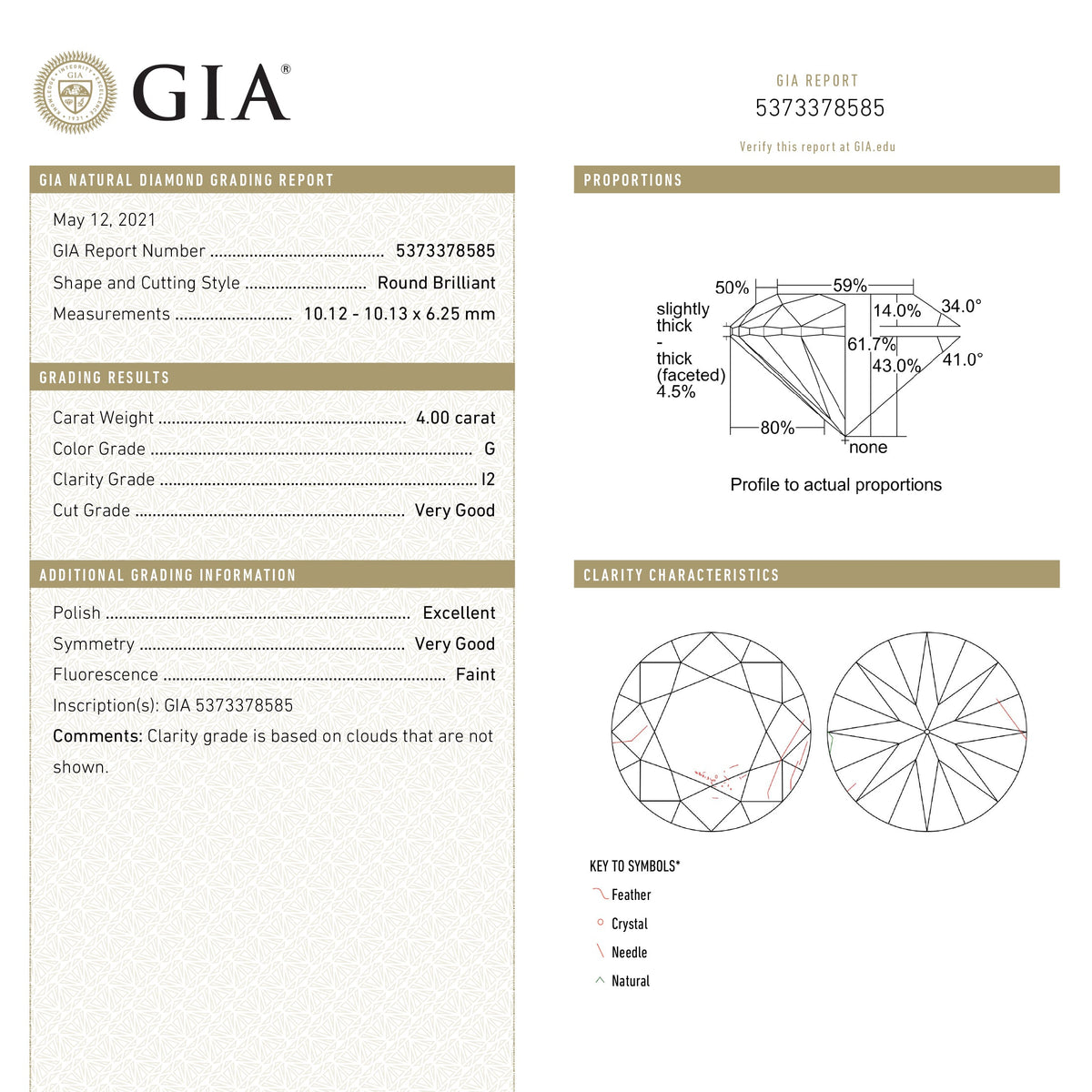 The 4.00ct 10.13x10.12x6.25mm GIA I2 Fancy White Round Brilliant 19263-01 by East London jeweller Rachel Boston | Discover our collections of unique and timeless engagement rings, wedding rings, and modern fine jewellery.