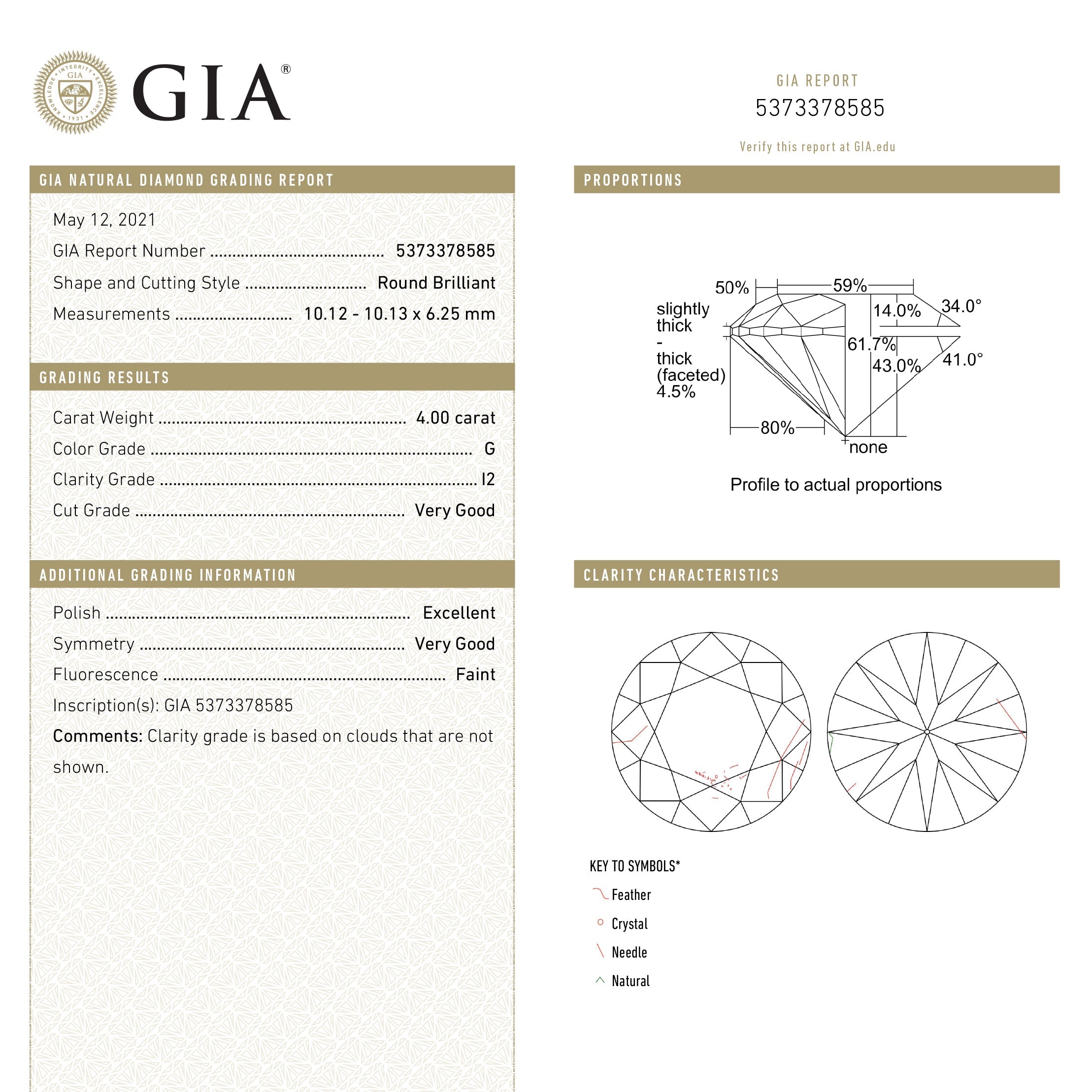 The 4.00ct 10.13x10.12x6.25mm GIA I2 Fancy White Round Brilliant 19263-01 by East London jeweller Rachel Boston | Discover our collections of unique and timeless engagement rings, wedding rings, and modern fine jewellery.