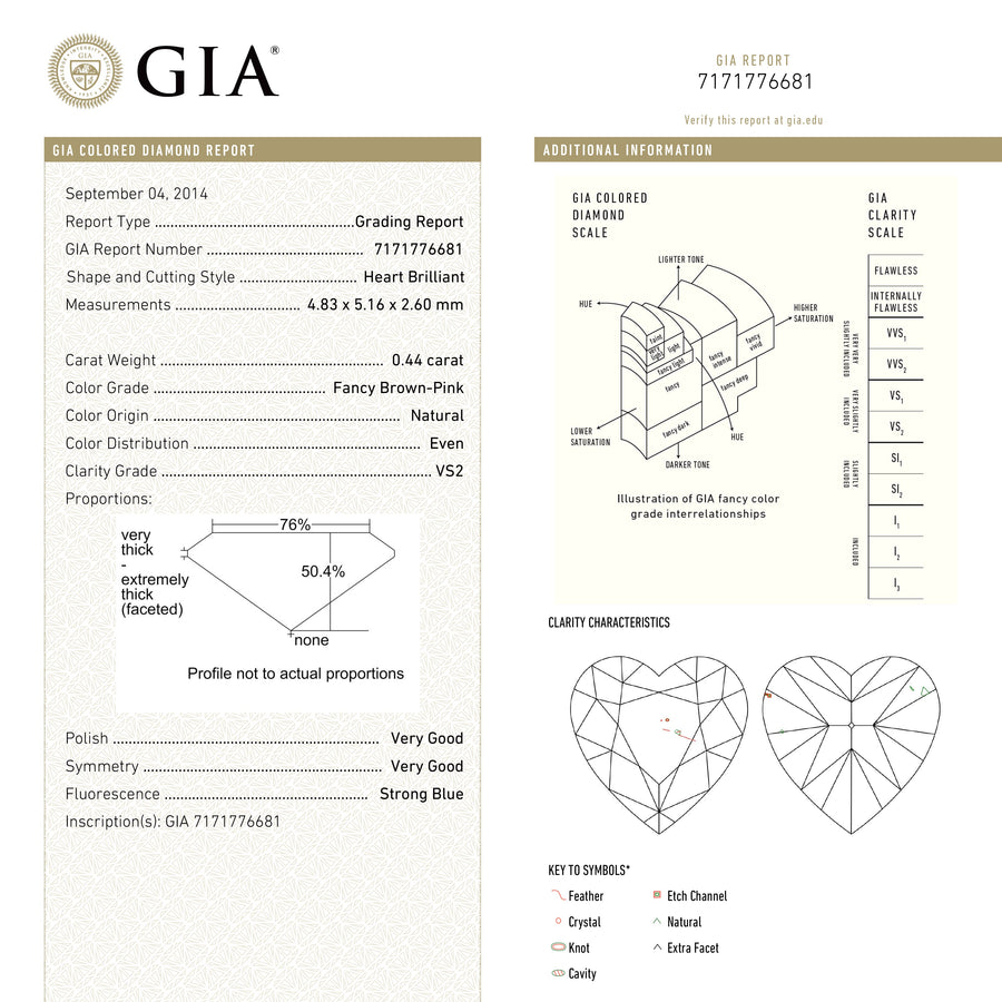 The 0.44ct 4.83x5.16x2.60mm GIA VS2 Fancy Deep Brown-Pink Heart Brilliant 🇦🇺 24154-01 by East London jeweller Rachel Boston | Discover our collections of unique and timeless engagement rings, wedding rings, and modern fine jewellery. - Rachel Boston Jewellery