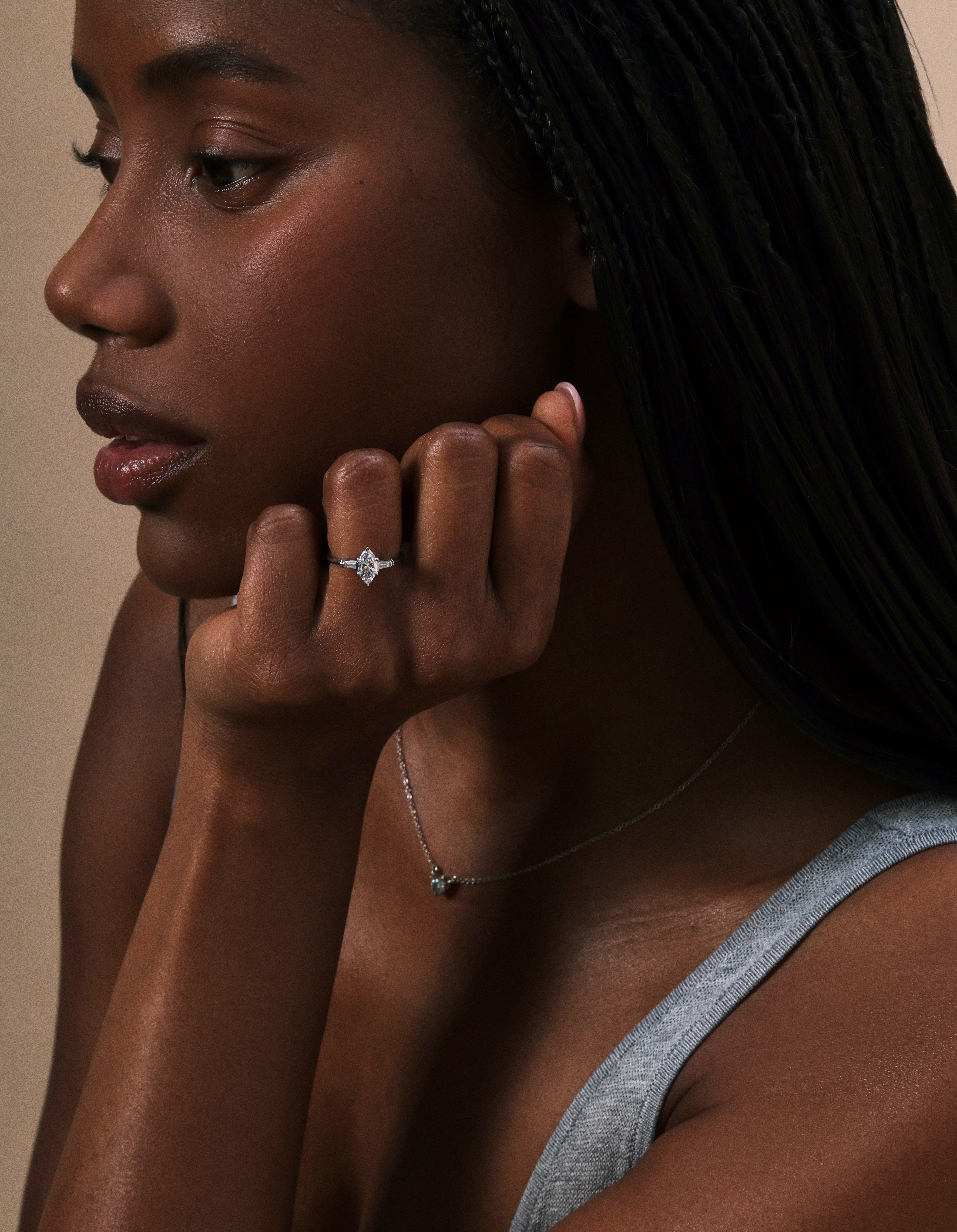 The Bette Ring - Marquise Cut by East London jeweller Rachel Boston | Discover our collections of unique and timeless engagement rings, wedding rings, and modern fine jewellery.