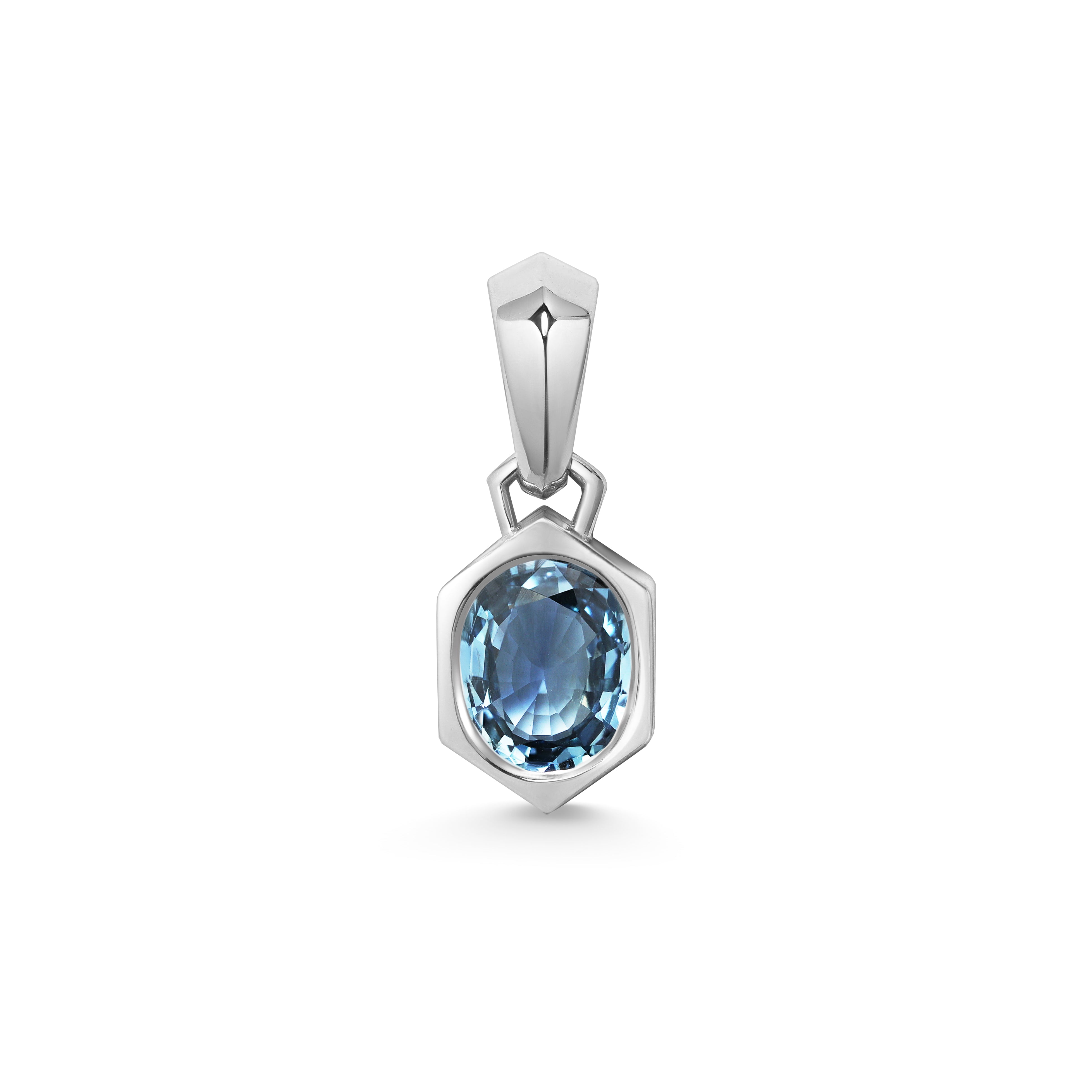 The Chunky Charm Pendant - Sapphire 2.30ct by East London jeweller Rachel Boston | Discover our collections of unique and timeless engagement rings, wedding rings, and modern fine jewellery.