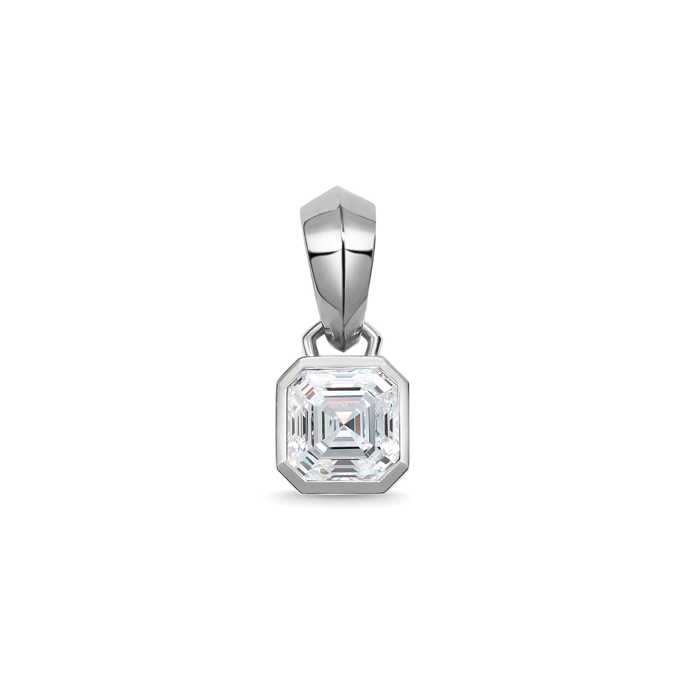The Chunky Charm Pendant - Asscher Cut by East London jeweller Rachel Boston | Discover our collections of unique and timeless engagement rings, wedding rings, and modern fine jewellery.
