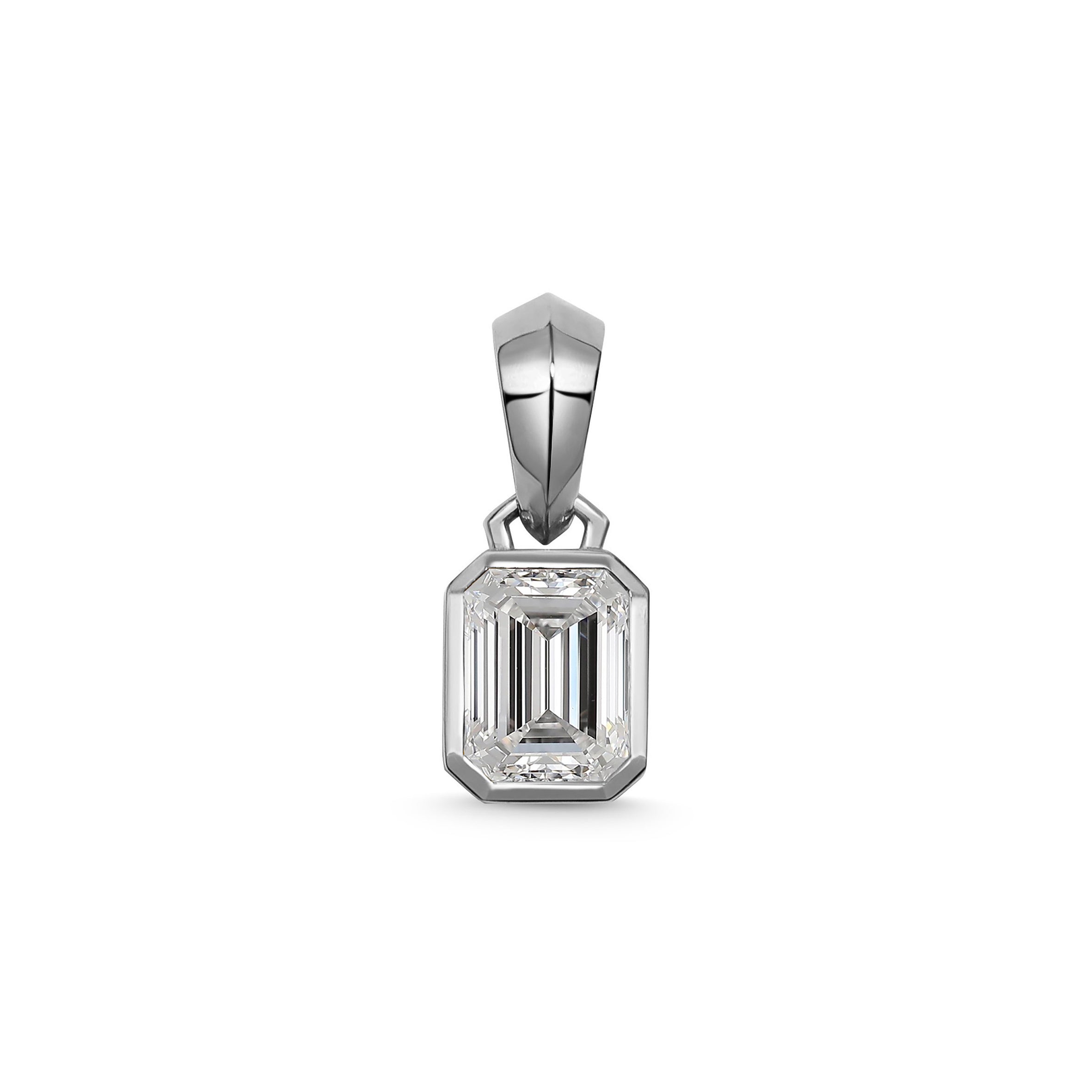 The Chunky Charm Pendant - Emerald Cut by East London jeweller Rachel Boston | Discover our collections of unique and timeless engagement rings, wedding rings, and modern fine jewellery.