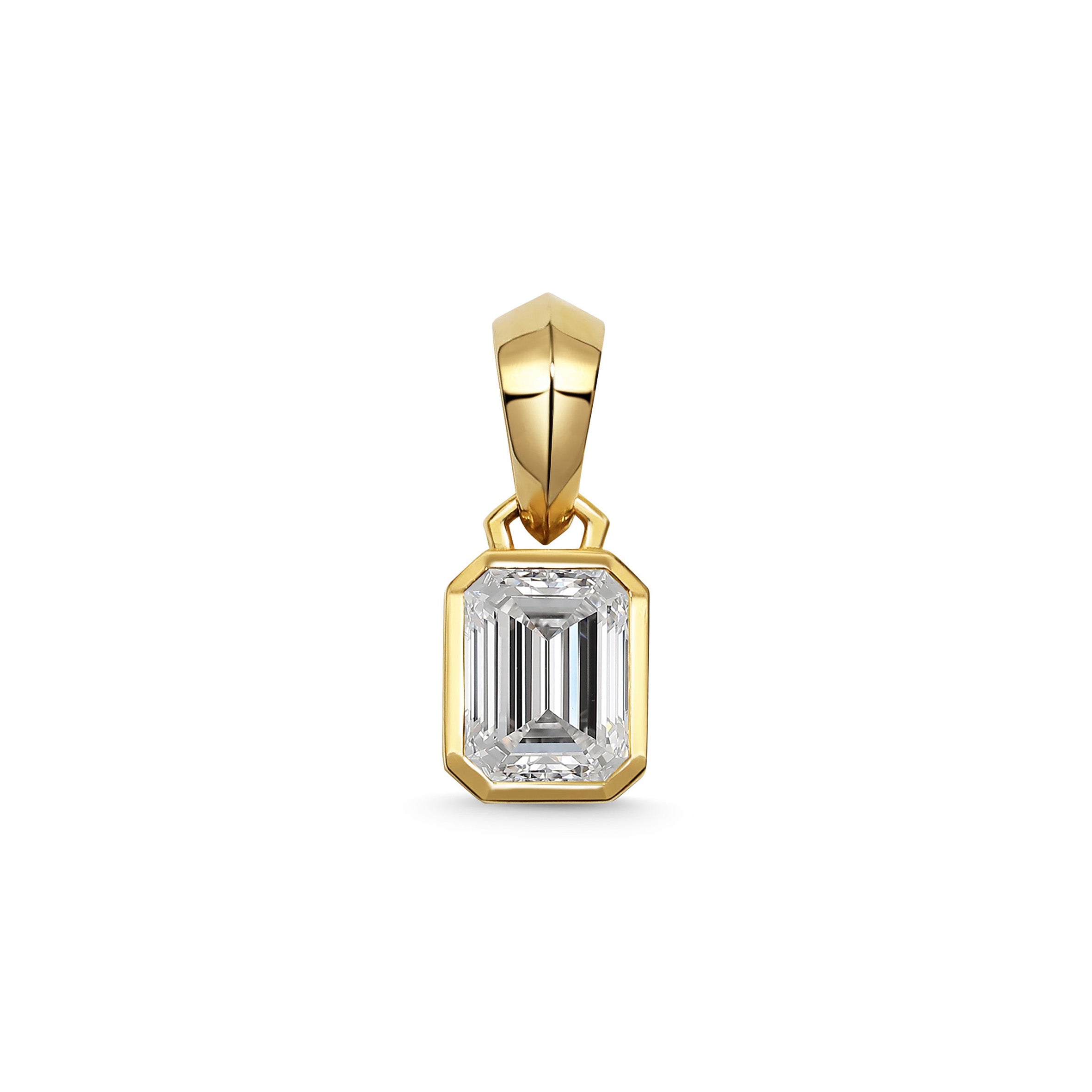 The Chunky Charm Pendant - Emerald Cut by East London jeweller Rachel Boston | Discover our collections of unique and timeless engagement rings, wedding rings, and modern fine jewellery.