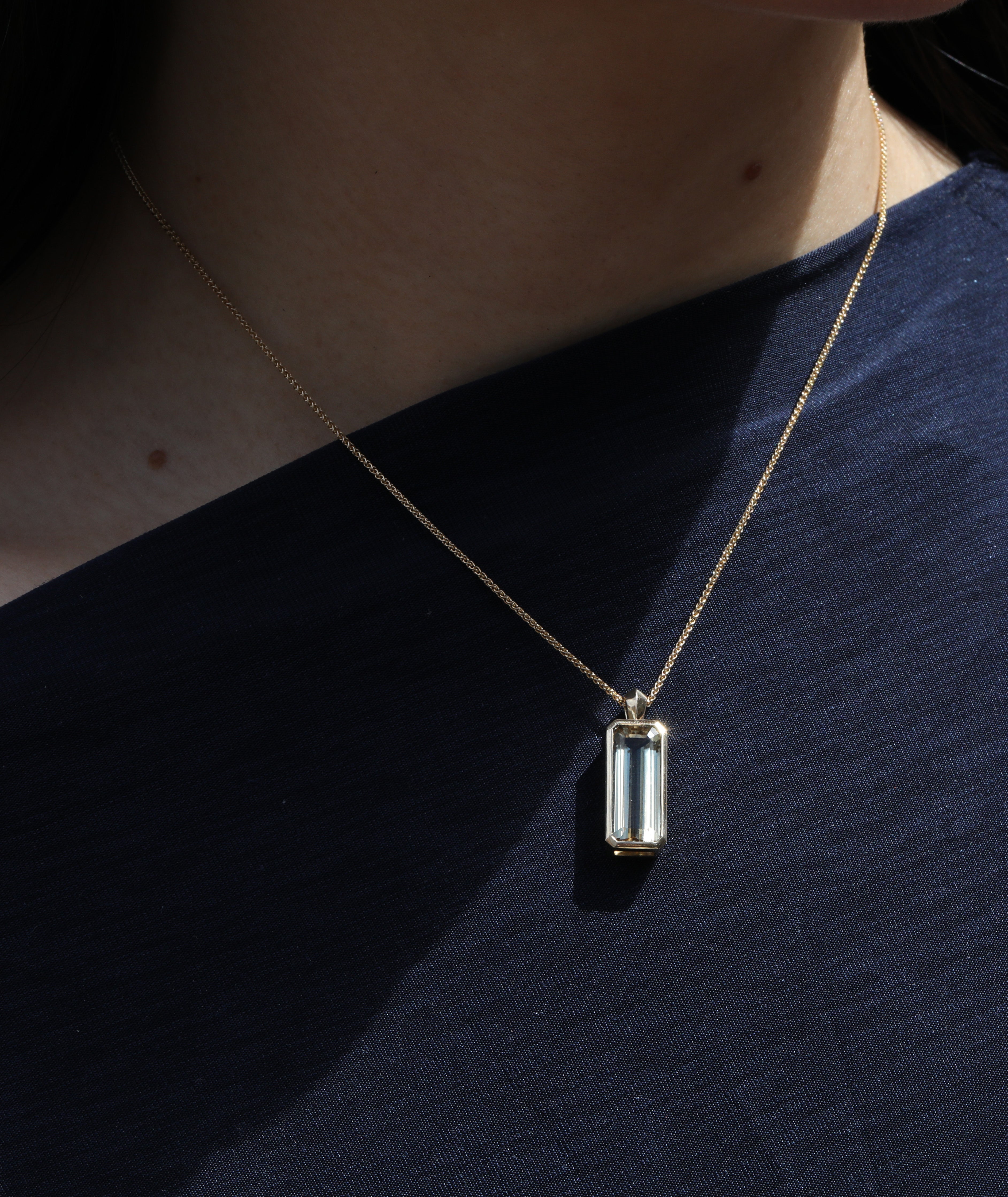 The Dahlia Necklace - 7.14ct Tourmaline by East London jeweller Rachel Boston | Discover our collections of unique and timeless engagement rings, wedding rings, and modern fine jewellery.
