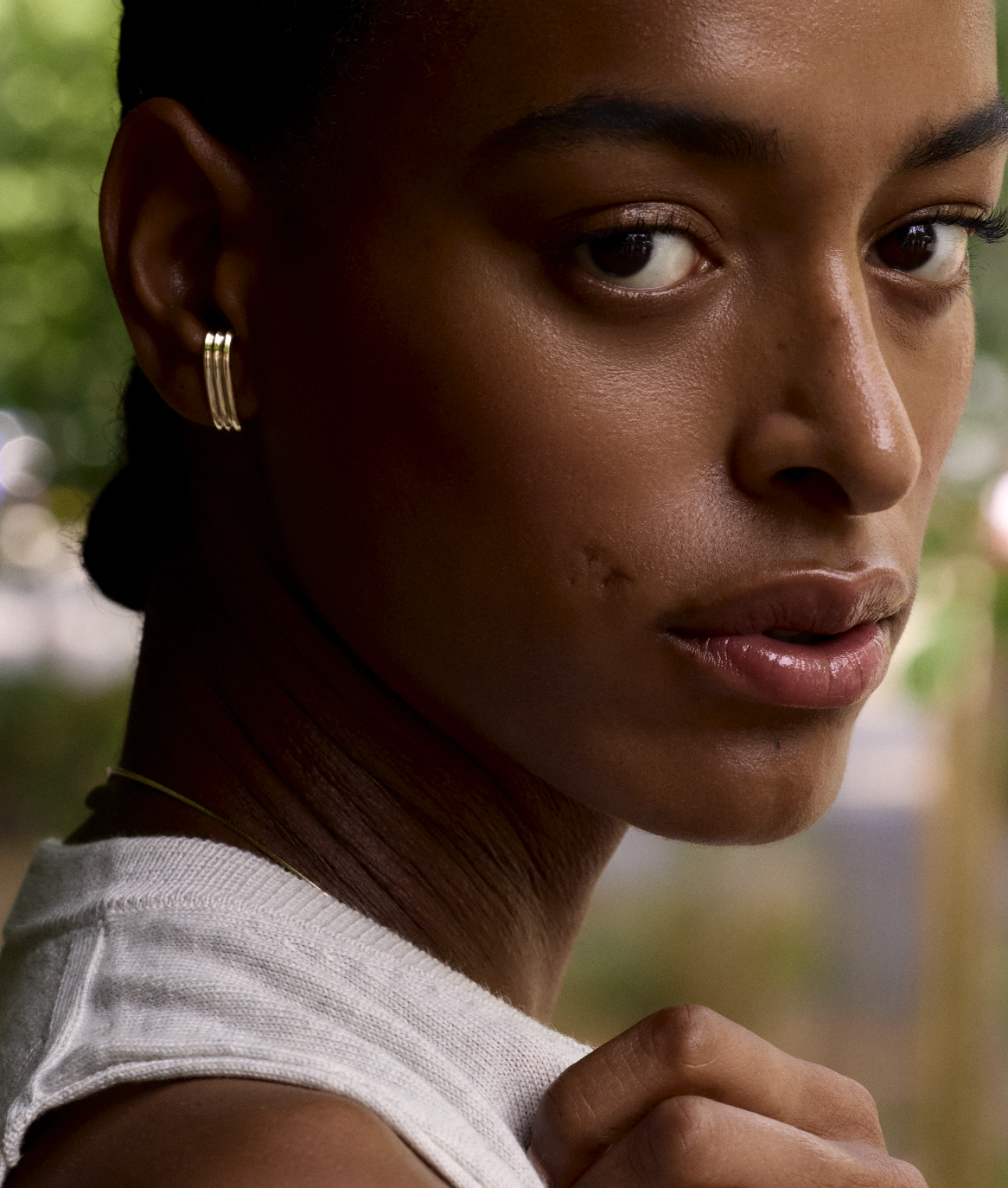 The Line - Triple Earrings by East London jeweller Rachel Boston | Discover our collections of unique and timeless engagement rings, wedding rings, and modern fine jewellery.