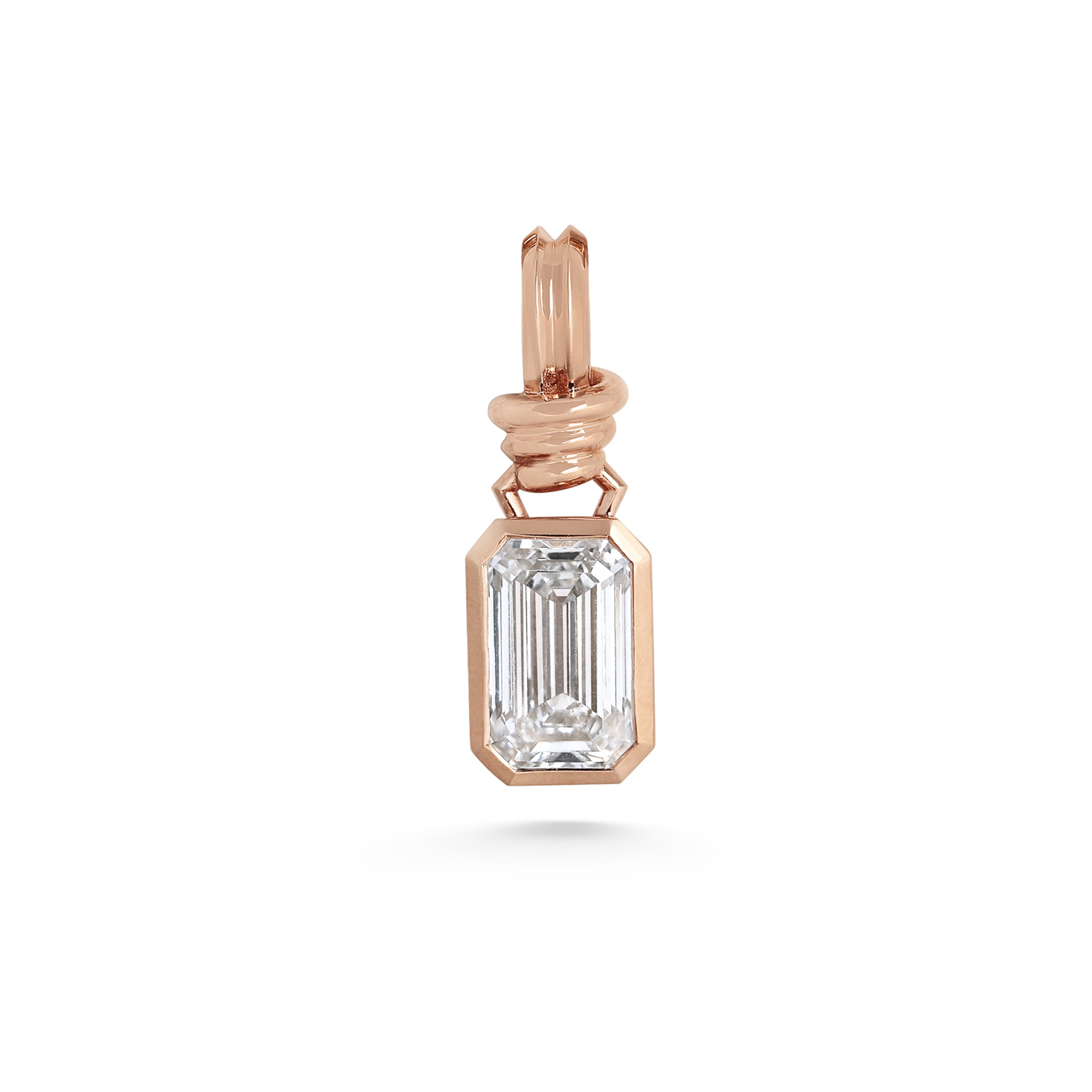 The Latch Pendant - Emerald Cut by East London jeweller Rachel Boston | Discover our collections of unique and timeless engagement rings, wedding rings, and modern fine jewellery.