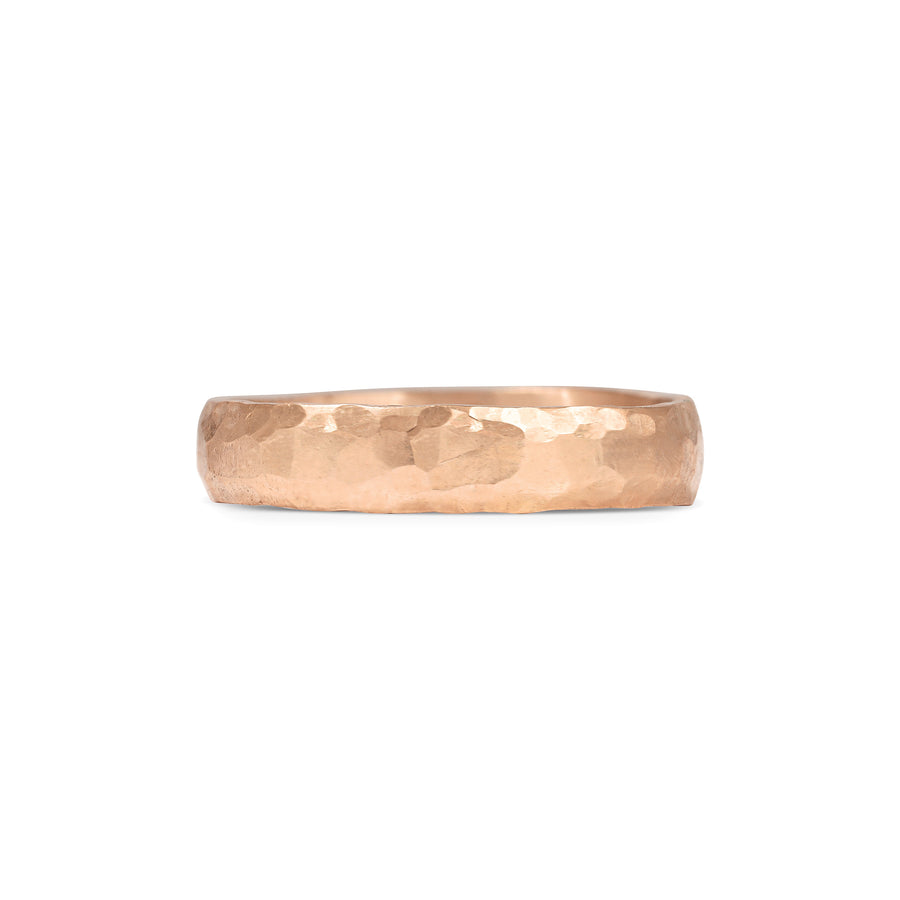 The Hammered D Shape Wedding Band - 4.5mm by East London jeweller Rachel Boston | Discover our collections of unique and timeless engagement rings, wedding rings, and modern fine jewellery. - Rachel Boston Jewellery