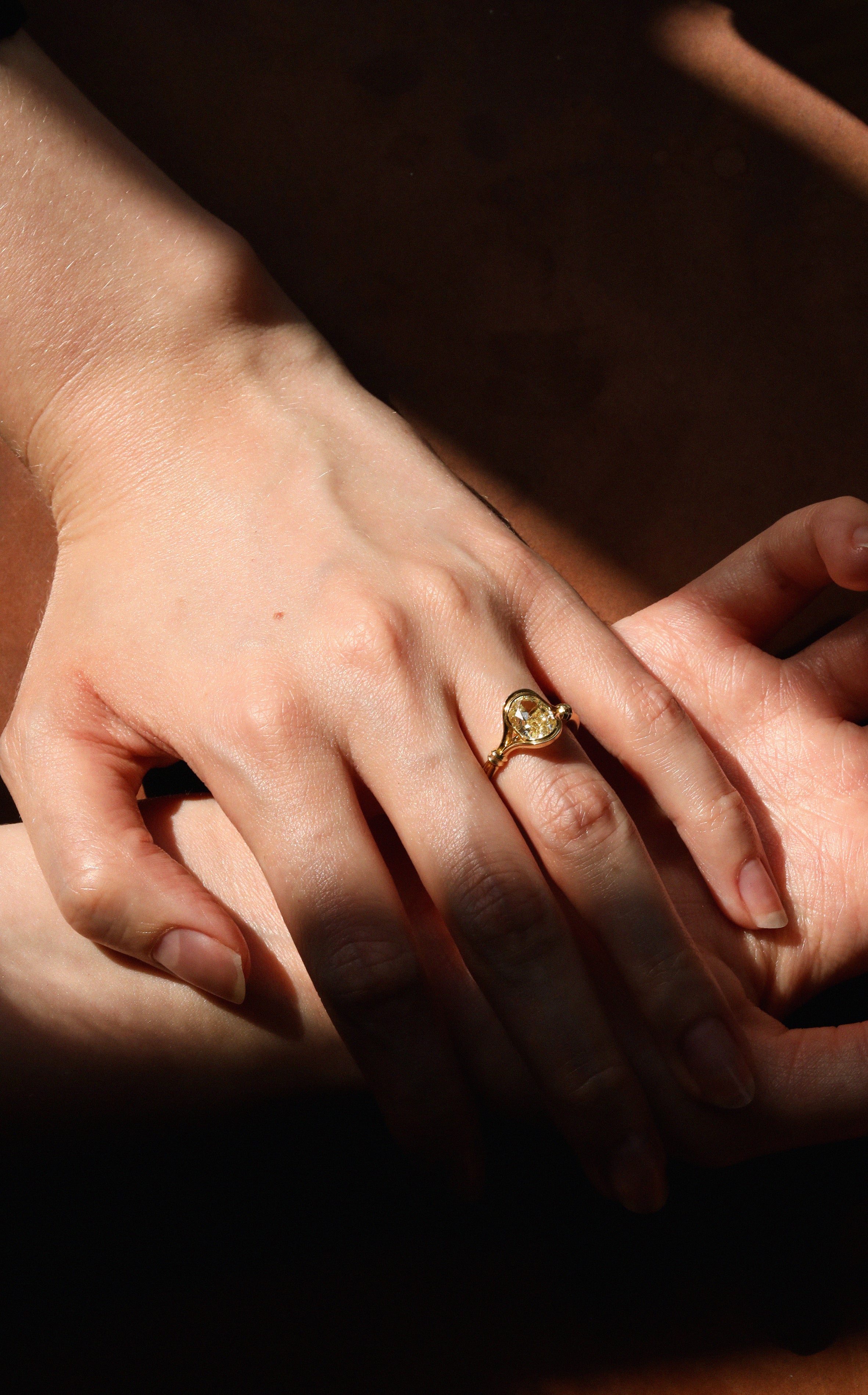 The Olwen Ring - Yellow Diamond by East London jeweller Rachel Boston | Discover our collections of unique and timeless engagement rings, wedding rings, and modern fine jewellery.