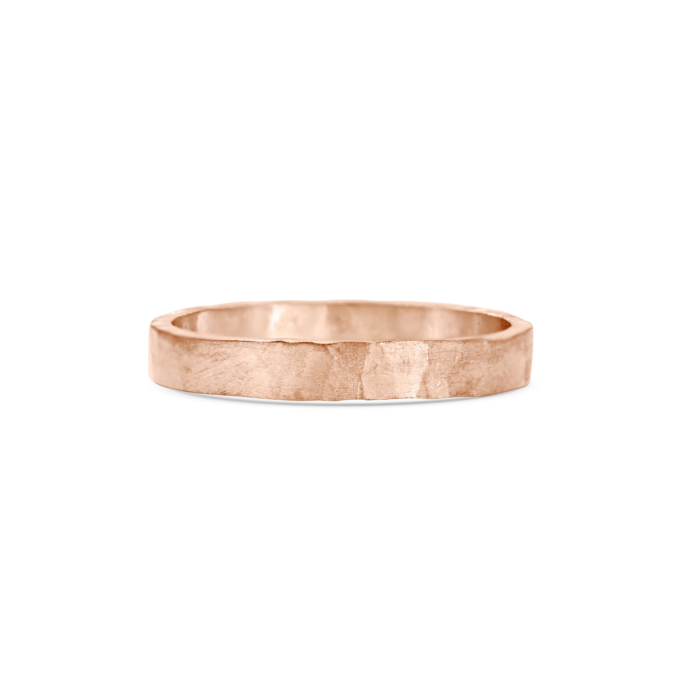 The Matte Hammered Flat Wedding Band - 3.5mm by East London jeweller Rachel Boston | Discover our collections of unique and timeless engagement rings, wedding rings, and modern fine jewellery.
