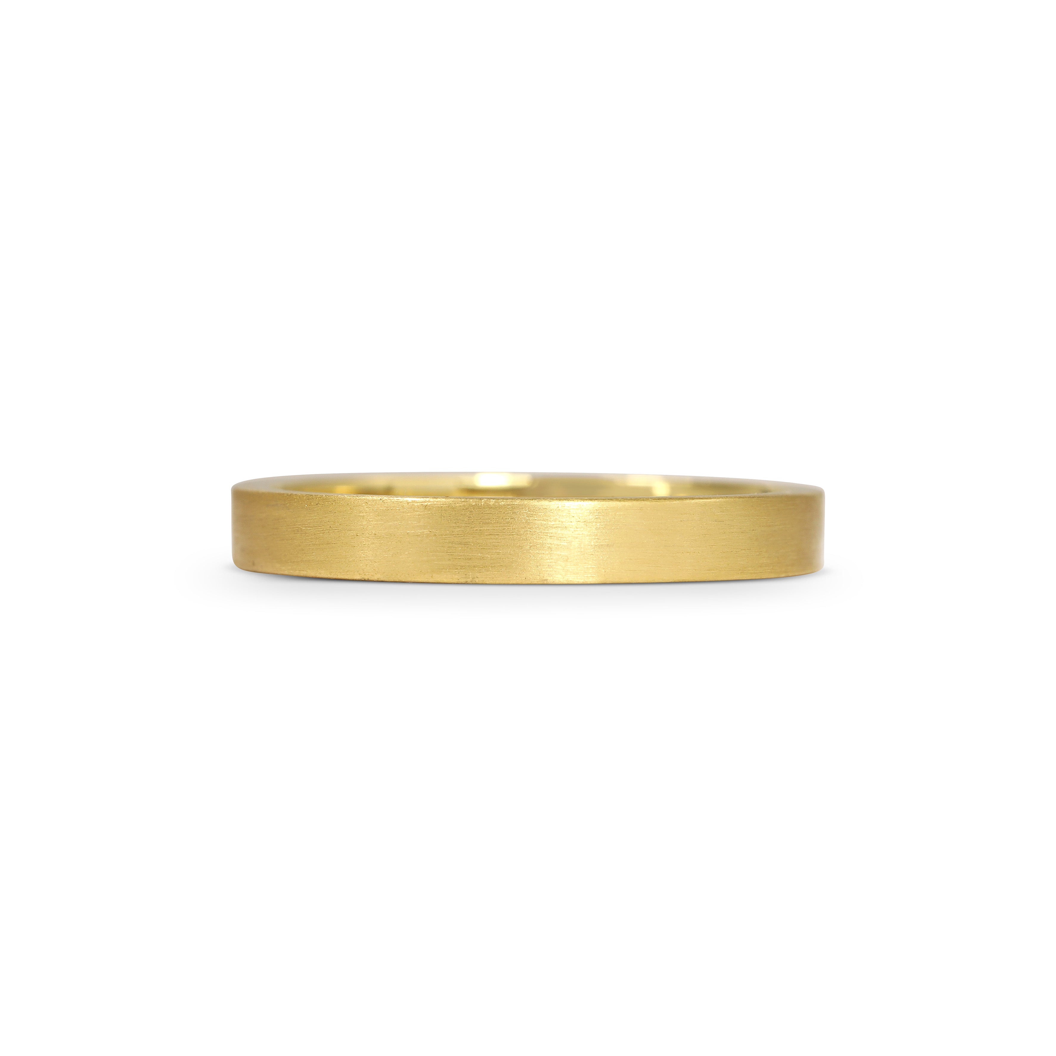 The Matte Finish Flat Wedding Band - 3mm by East London jeweller Rachel Boston | Discover our collections of unique and timeless engagement rings, wedding rings, and modern fine jewellery.