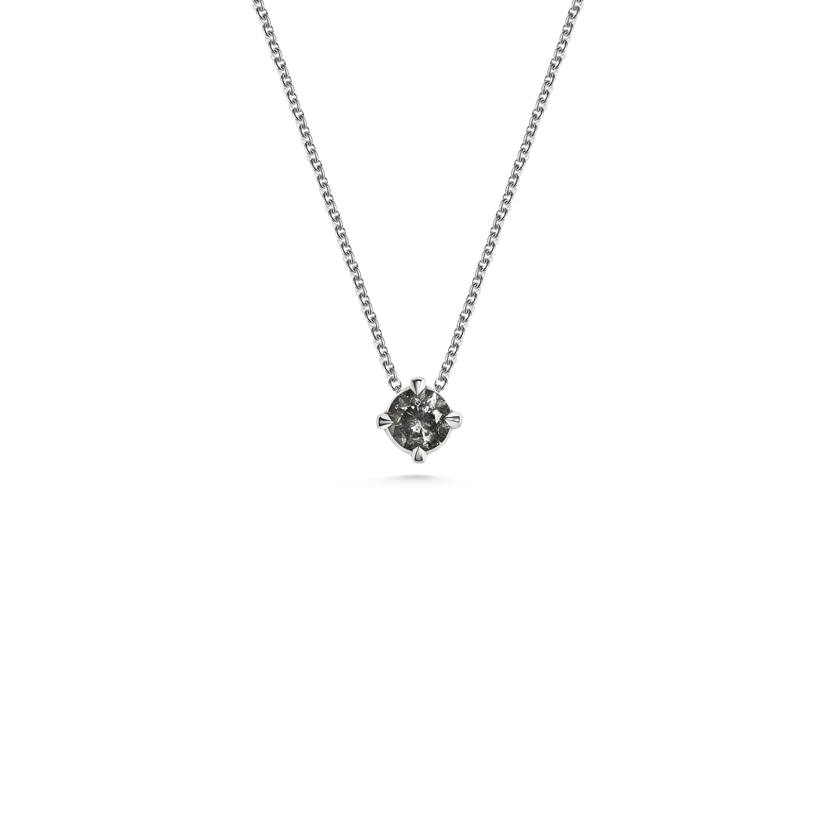 The 3mm Grey Diamond Slider Necklace by East London jeweller Rachel Boston | Discover our collections of unique and timeless engagement rings, wedding rings, and modern fine jewellery.