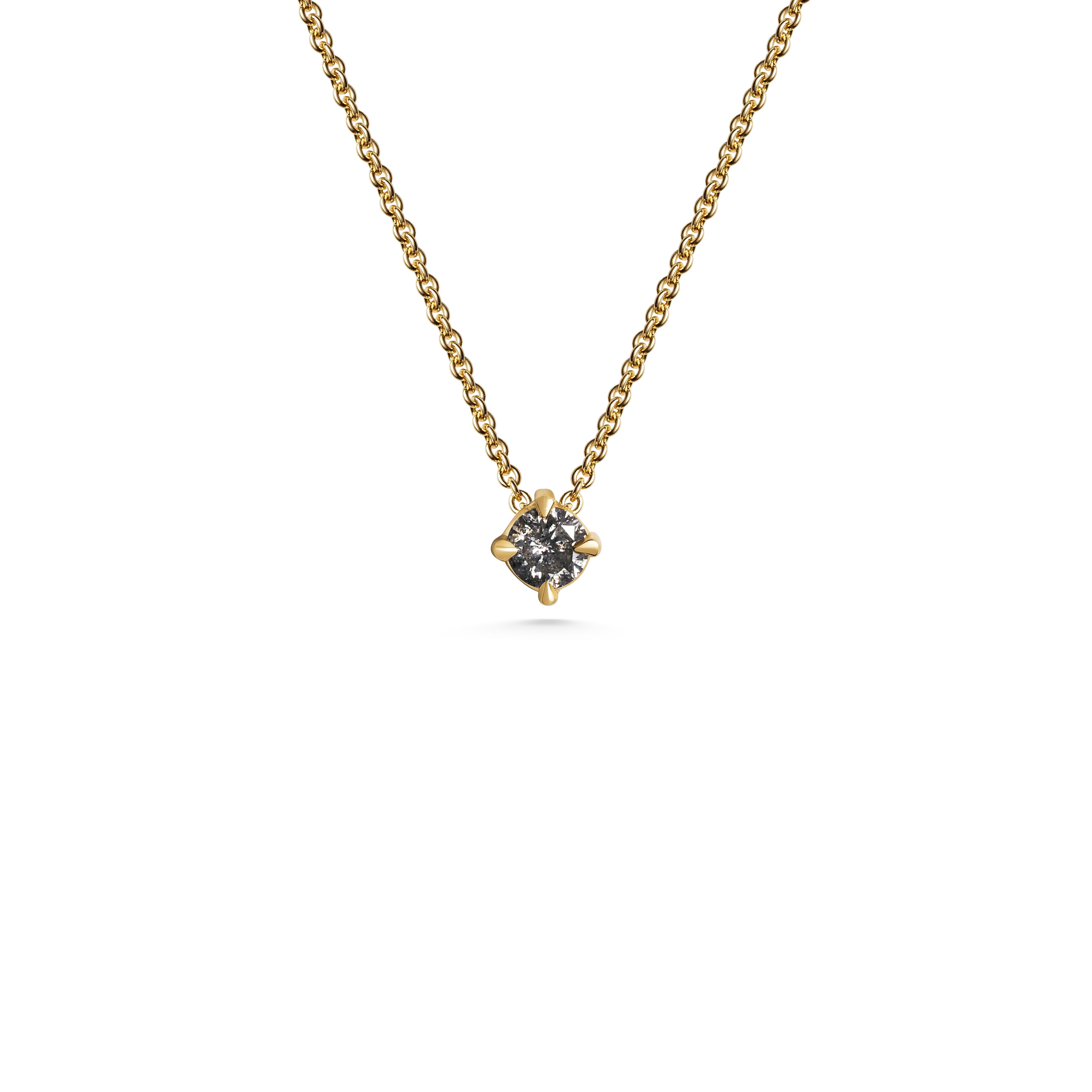 The 3mm Grey Diamond Slider Necklace by East London jeweller Rachel Boston | Discover our collections of unique and timeless engagement rings, wedding rings, and modern fine jewellery.