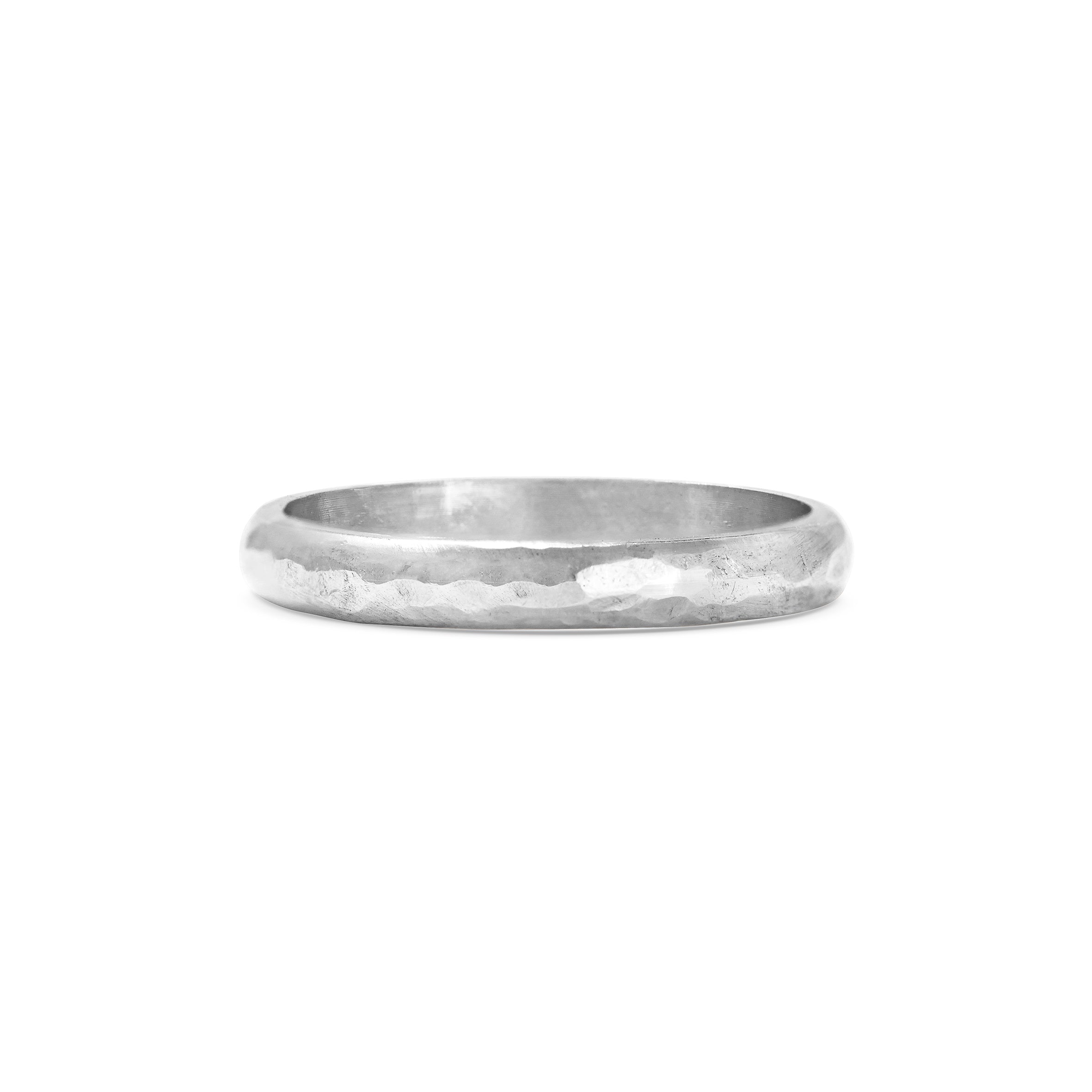The Polished Hammered D Shape Wedding Band - 3.5mm by East London jeweller Rachel Boston | Discover our collections of unique and timeless engagement rings, wedding rings, and modern fine jewellery.