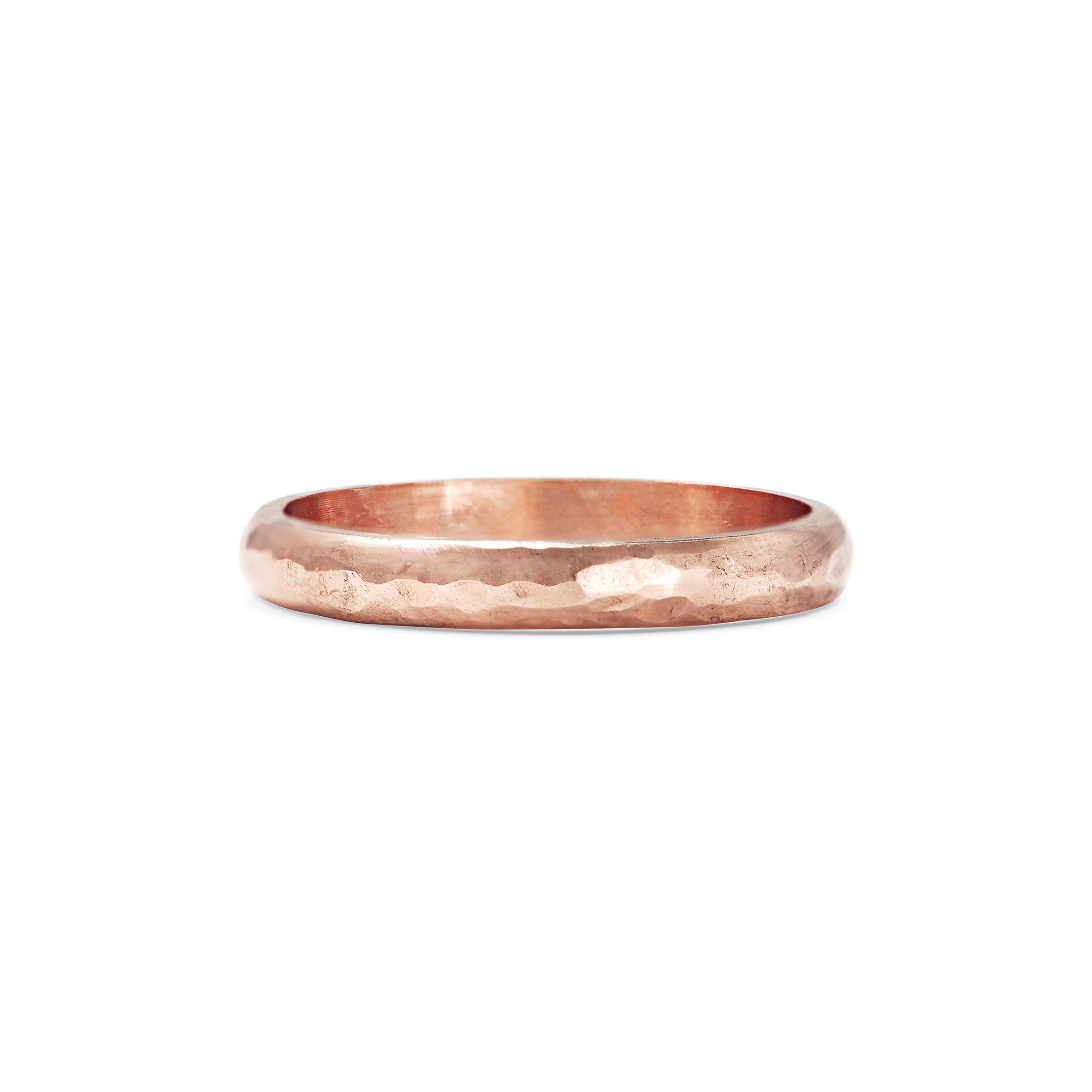 The Polished Hammered D Shape Wedding Band - 3.5mm by East London jeweller Rachel Boston | Discover our collections of unique and timeless engagement rings, wedding rings, and modern fine jewellery.