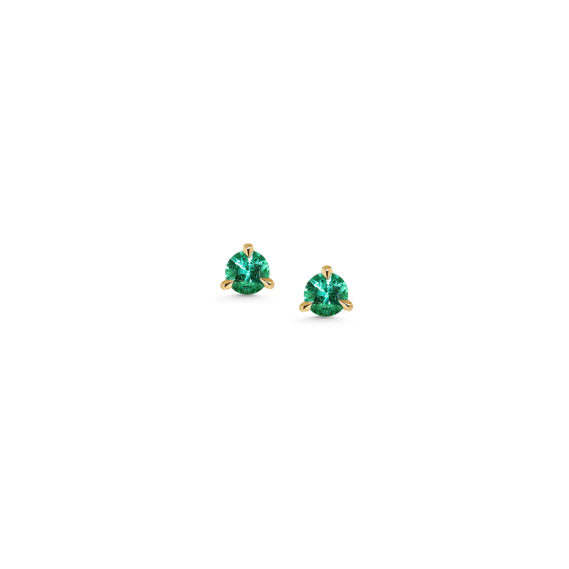 The 3mm Round Emerald Stud Earrings by East London jeweller Rachel Boston | Discover our collections of unique and timeless engagement rings, wedding rings, and modern fine jewellery.