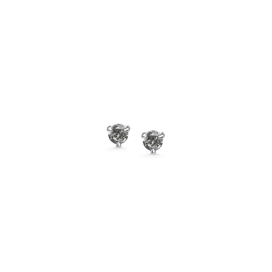 The 3mm Round Grey Diamond Stud Earrings by East London jeweller Rachel Boston | Discover our collections of unique and timeless engagement rings, wedding rings, and modern fine jewellery.