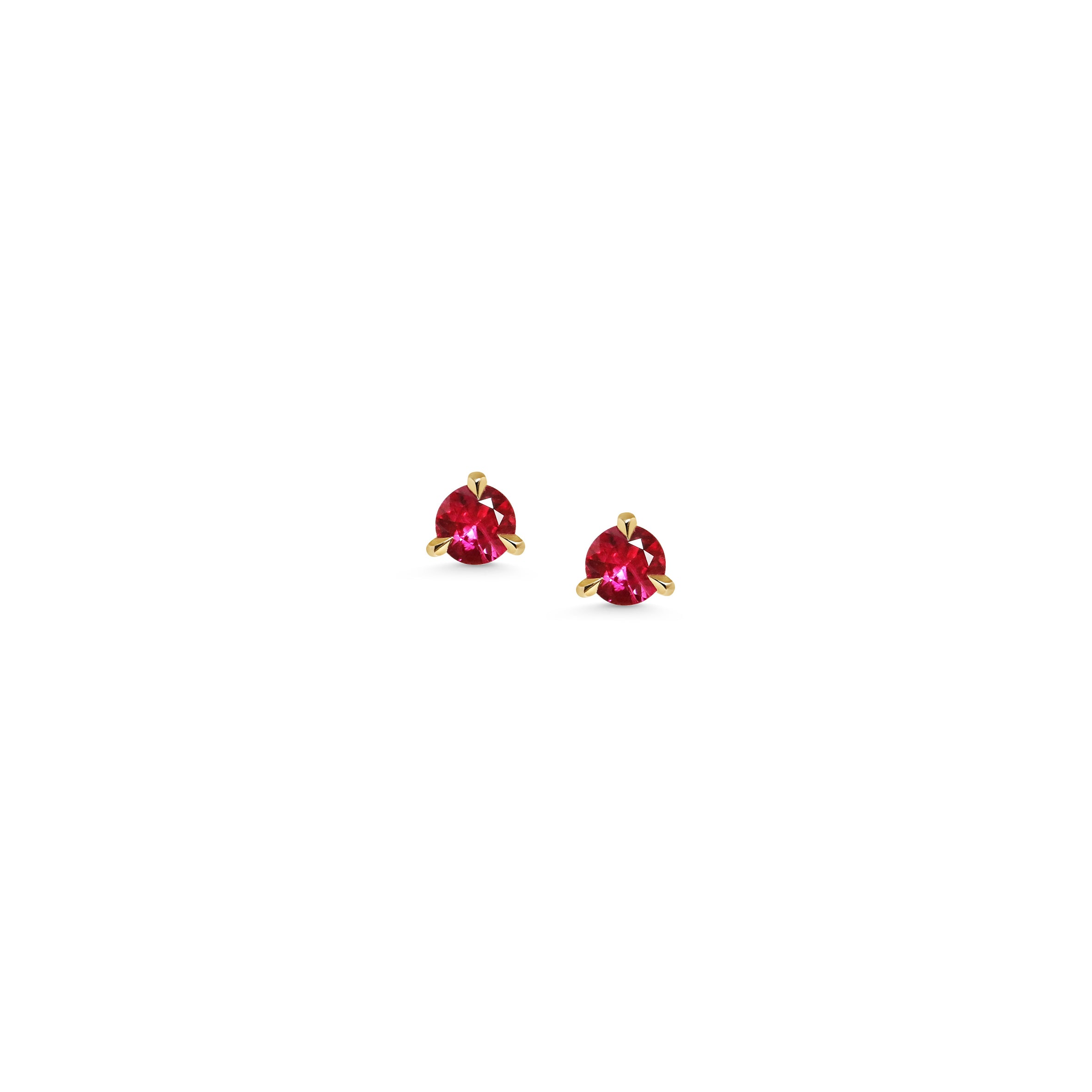 The 3mm Round Ruby Stud Earrings by East London jeweller Rachel Boston | Discover our collections of unique and timeless engagement rings, wedding rings, and modern fine jewellery.