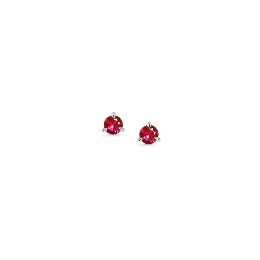 The 3mm Round Ruby Stud Earrings by East London jeweller Rachel Boston | Discover our collections of unique and timeless engagement rings, wedding rings, and modern fine jewellery.