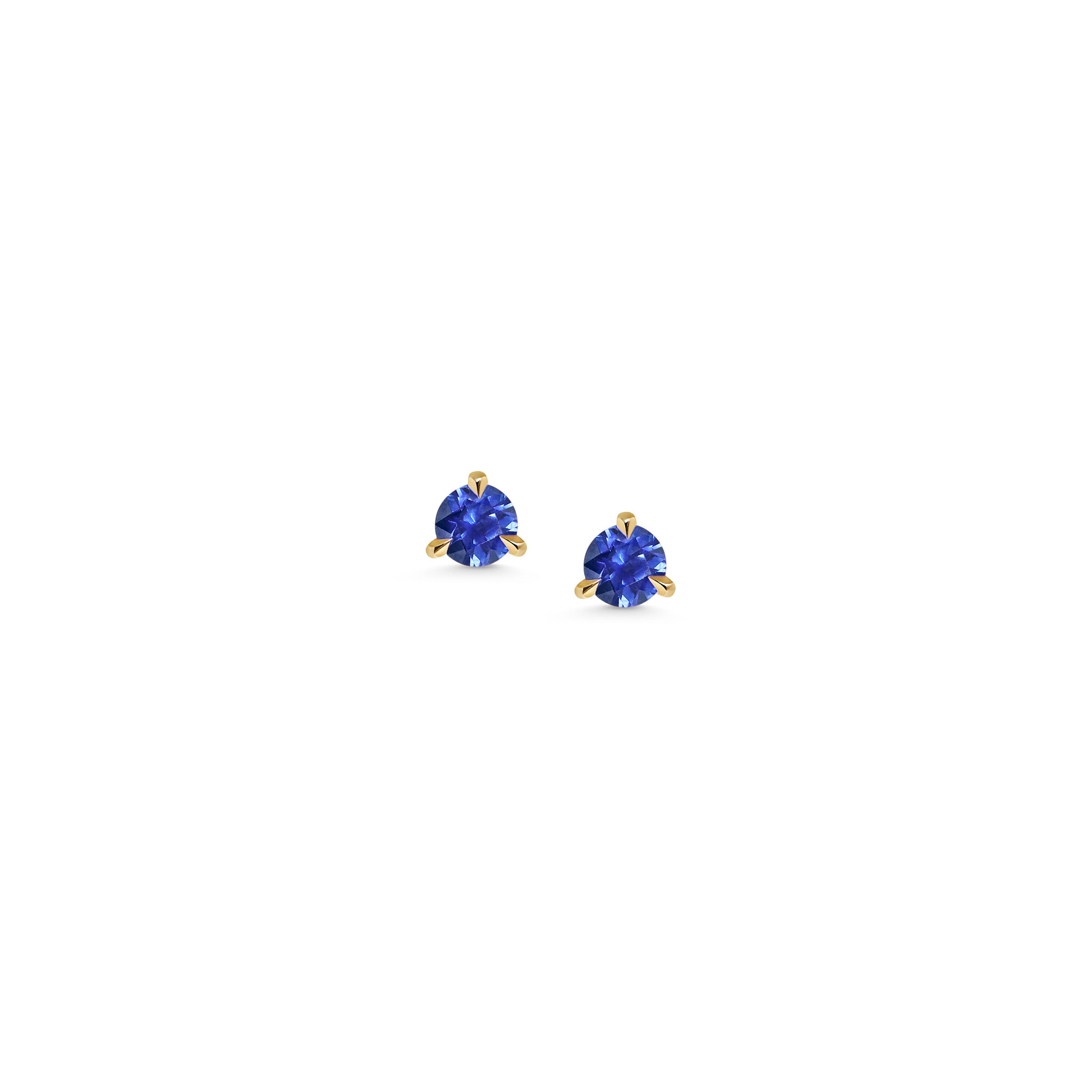 The 3mm Round Sapphire Stud Earrings by East London jeweller Rachel Boston | Discover our collections of unique and timeless engagement rings, wedding rings, and modern fine jewellery.