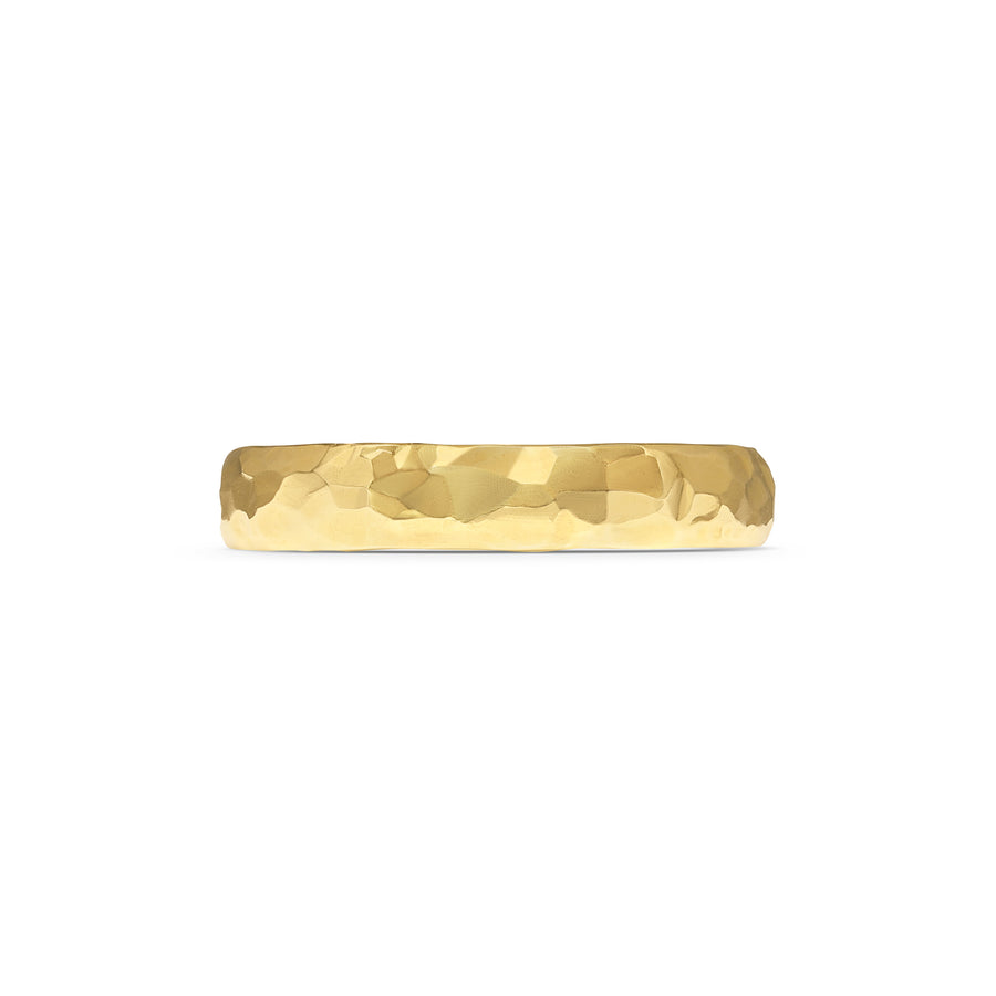 The Polished Hammered D Shape Wedding Band - 4.5mm by East London jeweller Rachel Boston | Discover our collections of unique and timeless engagement rings, wedding rings, and modern fine jewellery. - Rachel Boston Jewellery