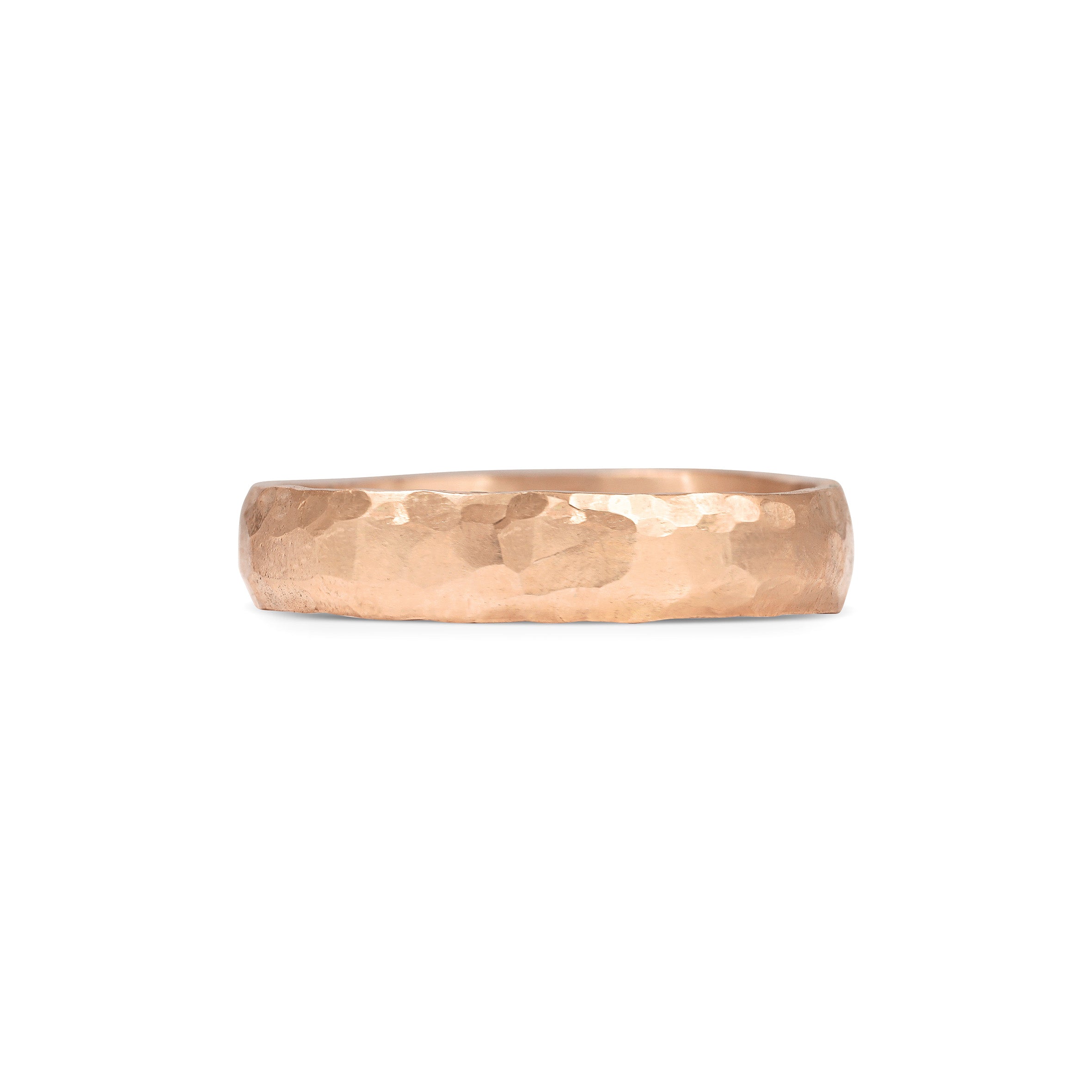The Matte Hammered D Shape Wedding Band - 4.5mm by East London jeweller Rachel Boston | Discover our collections of unique and timeless engagement rings, wedding rings, and modern fine jewellery.