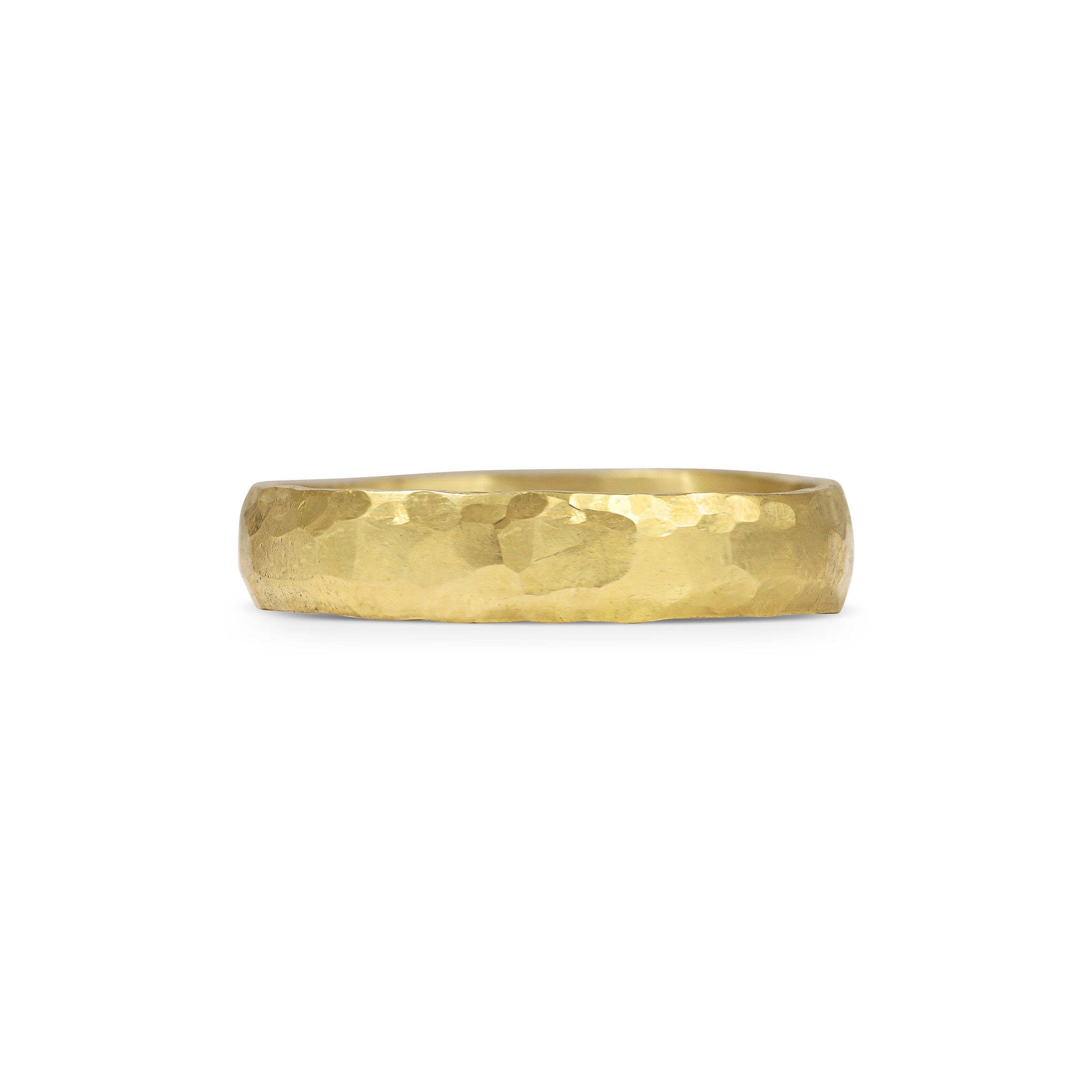 The Matte Hammered D Shape Wedding Band - 4.5mm by East London jeweller Rachel Boston | Discover our collections of unique and timeless engagement rings, wedding rings, and modern fine jewellery.