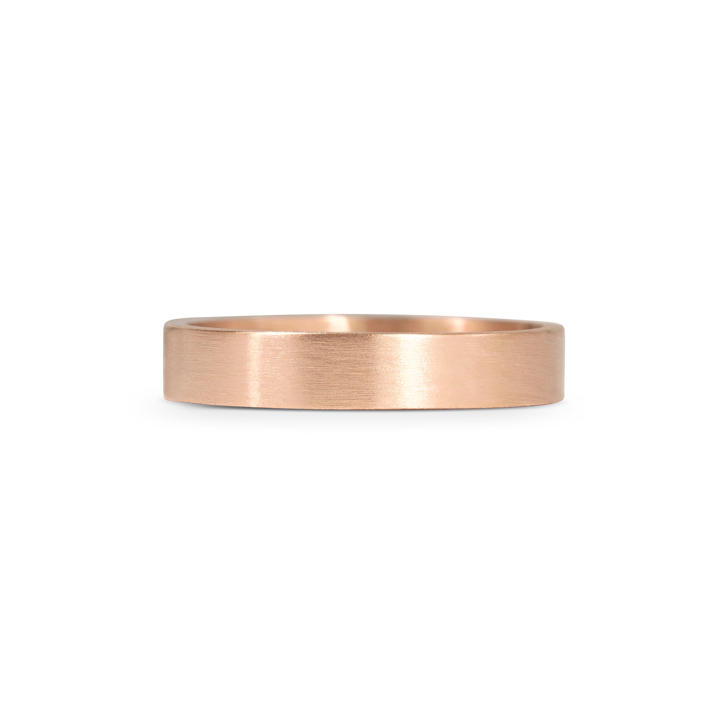 The Matte Finish Flat Wedding Band - 4mm by East London jeweller Rachel Boston | Discover our collections of unique and timeless engagement rings, wedding rings, and modern fine jewellery.