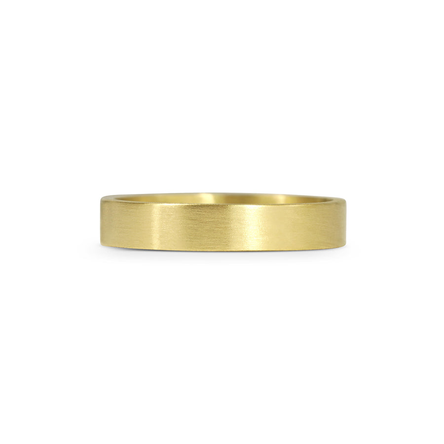 The Matte Finish Flat Wedding Band - 4mm by East London jeweller Rachel Boston | Discover our collections of unique and timeless engagement rings, wedding rings, and modern fine jewellery. - Rachel Boston Jewellery