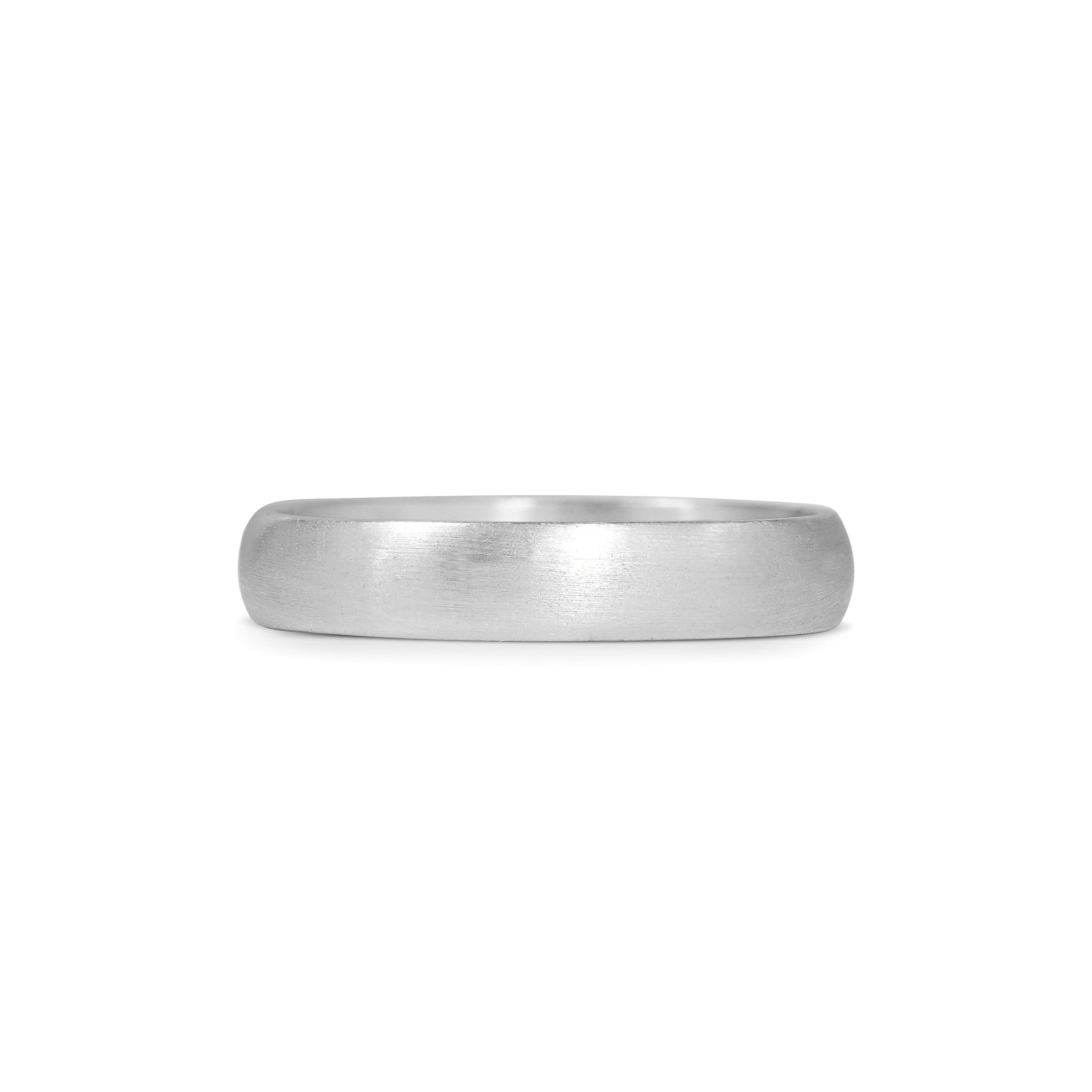 The Matte Finish D Shape Wedding Band - 4mm by East London jeweller Rachel Boston | Discover our collections of unique and timeless engagement rings, wedding rings, and modern fine jewellery.